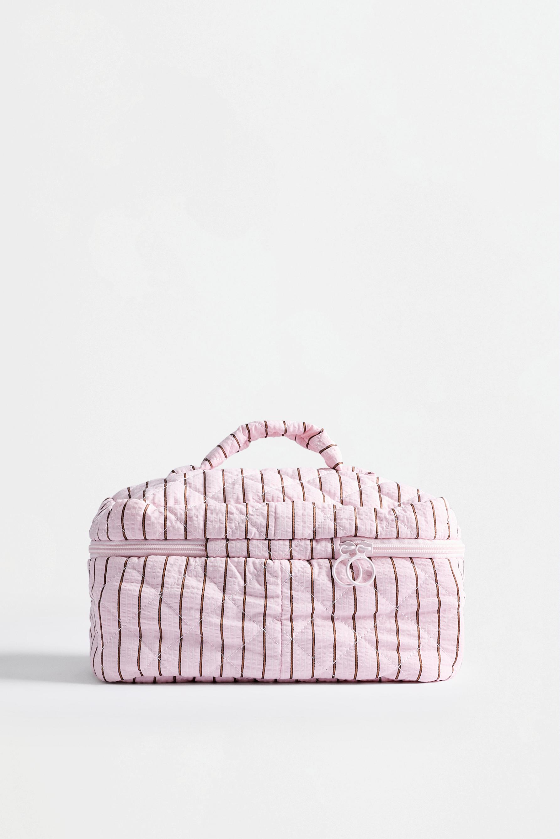 Large striped toiletry bag — ROSE PINK