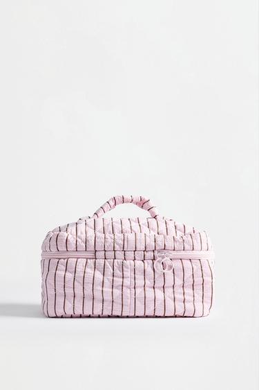 Large striped toiletry bag — ROSE PINK 4
