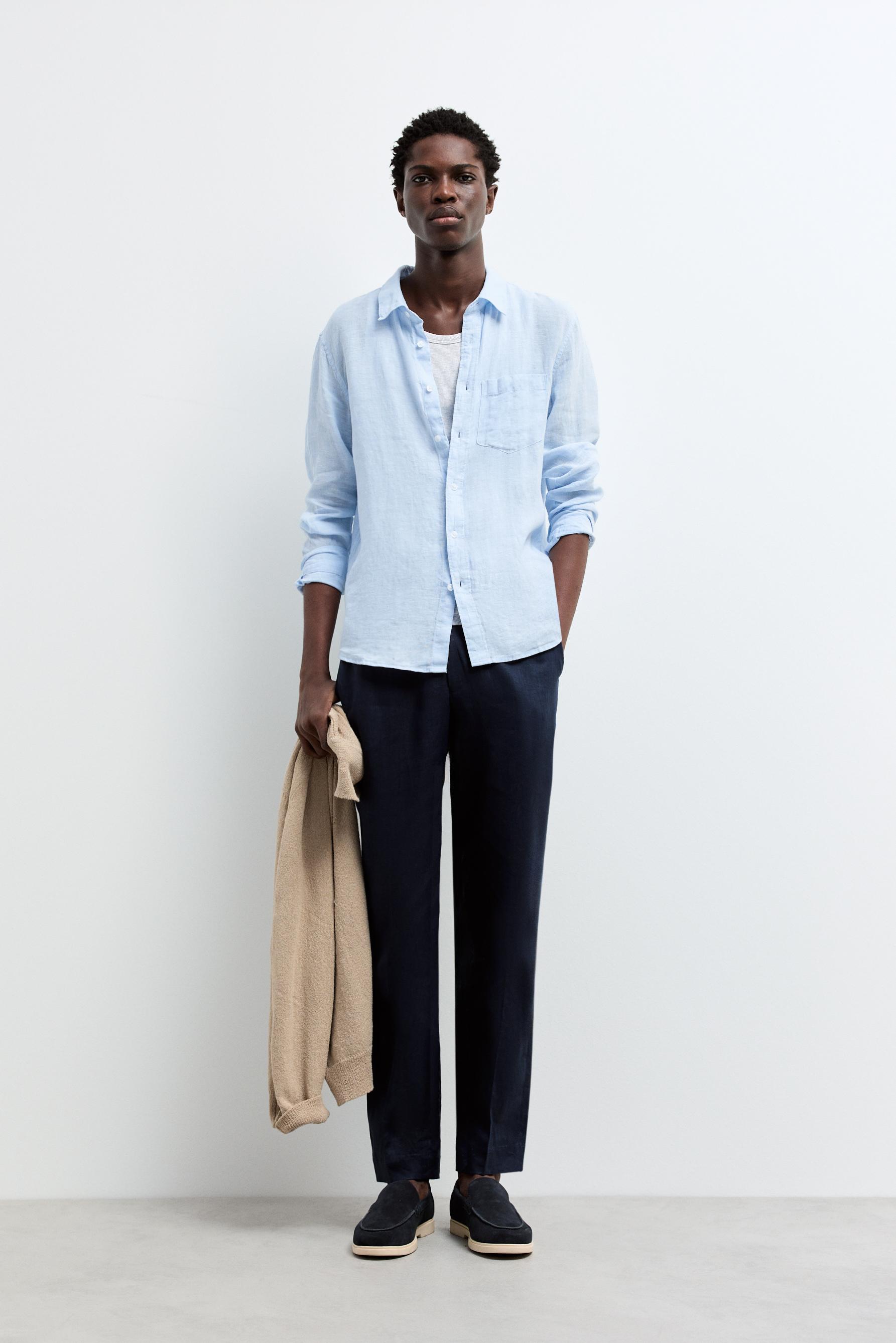 100% linen shirt — SKY BLUE