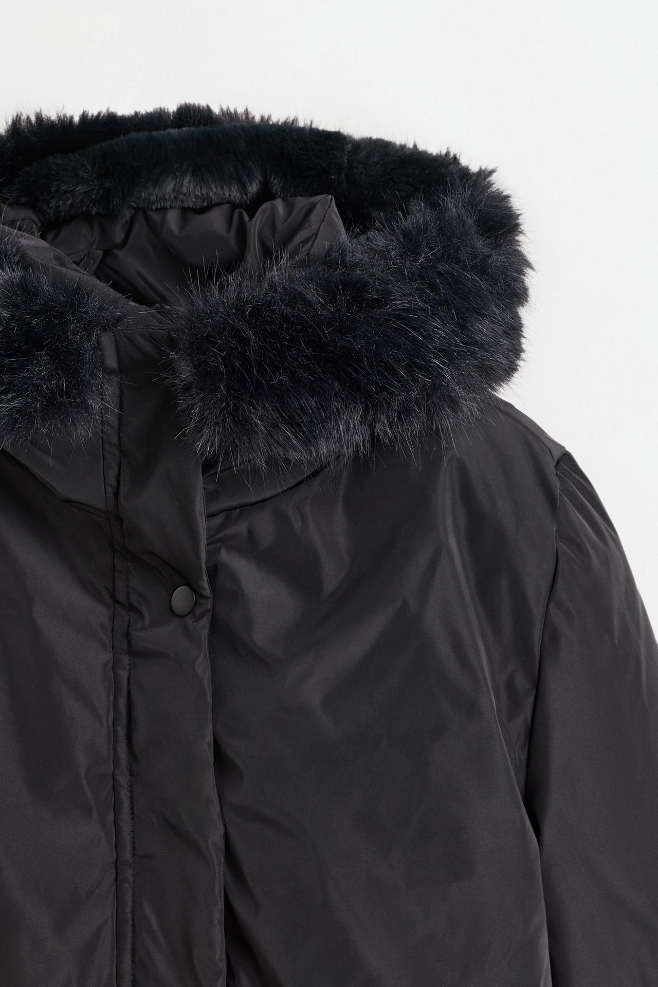 Quilted hooded anorak — BLACK