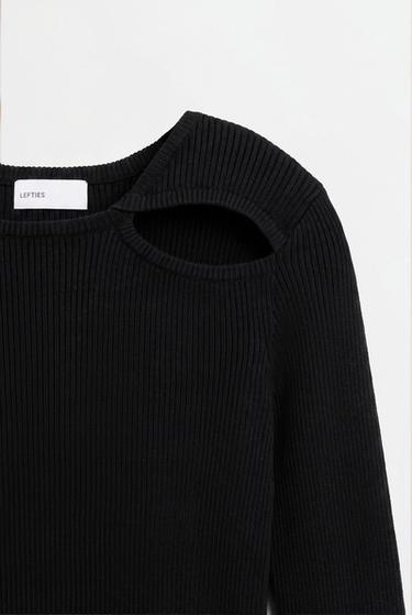 Ribbed cut-out sweater — BLACK 2
