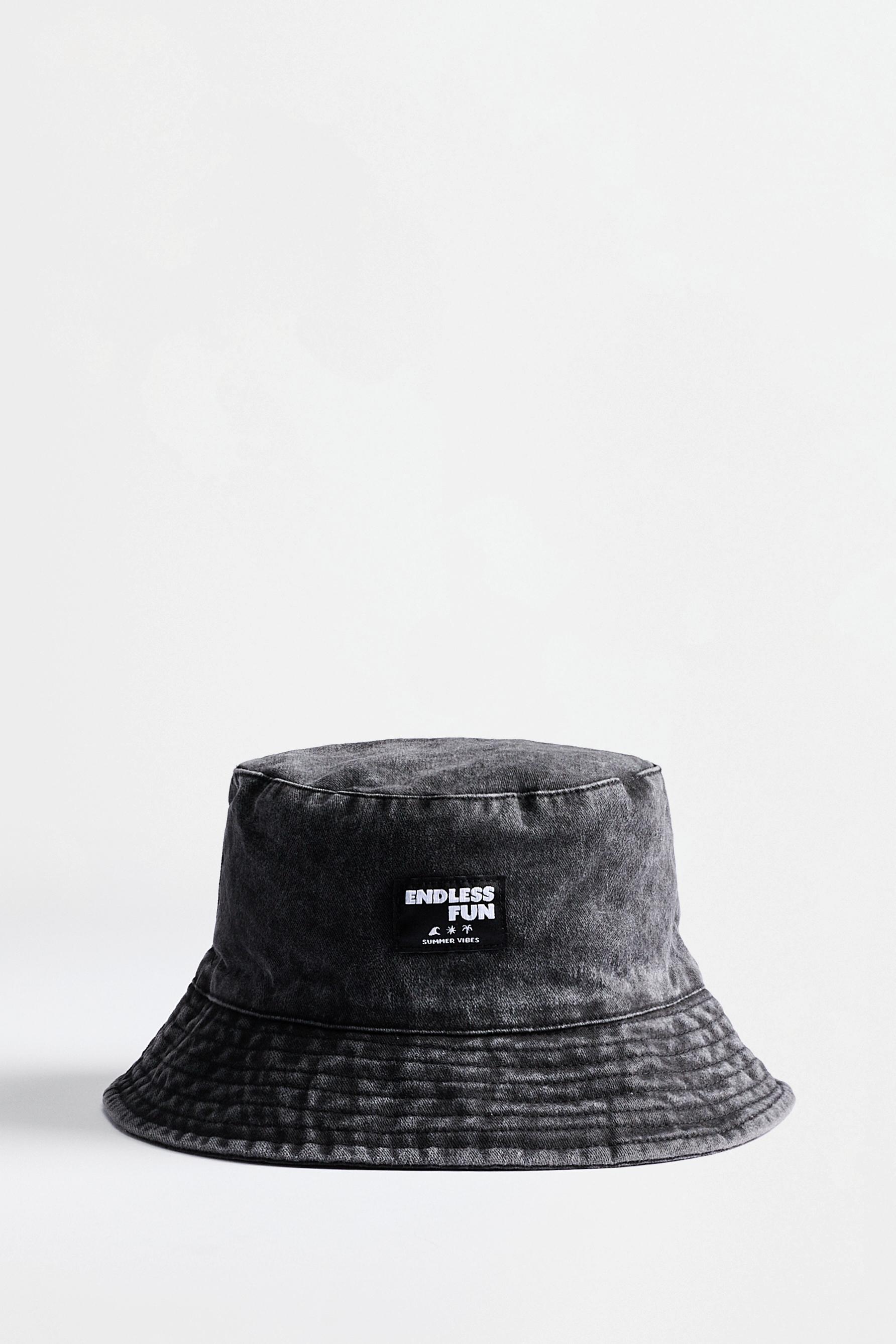 Faded-effect bucket hat — BLACK MARL