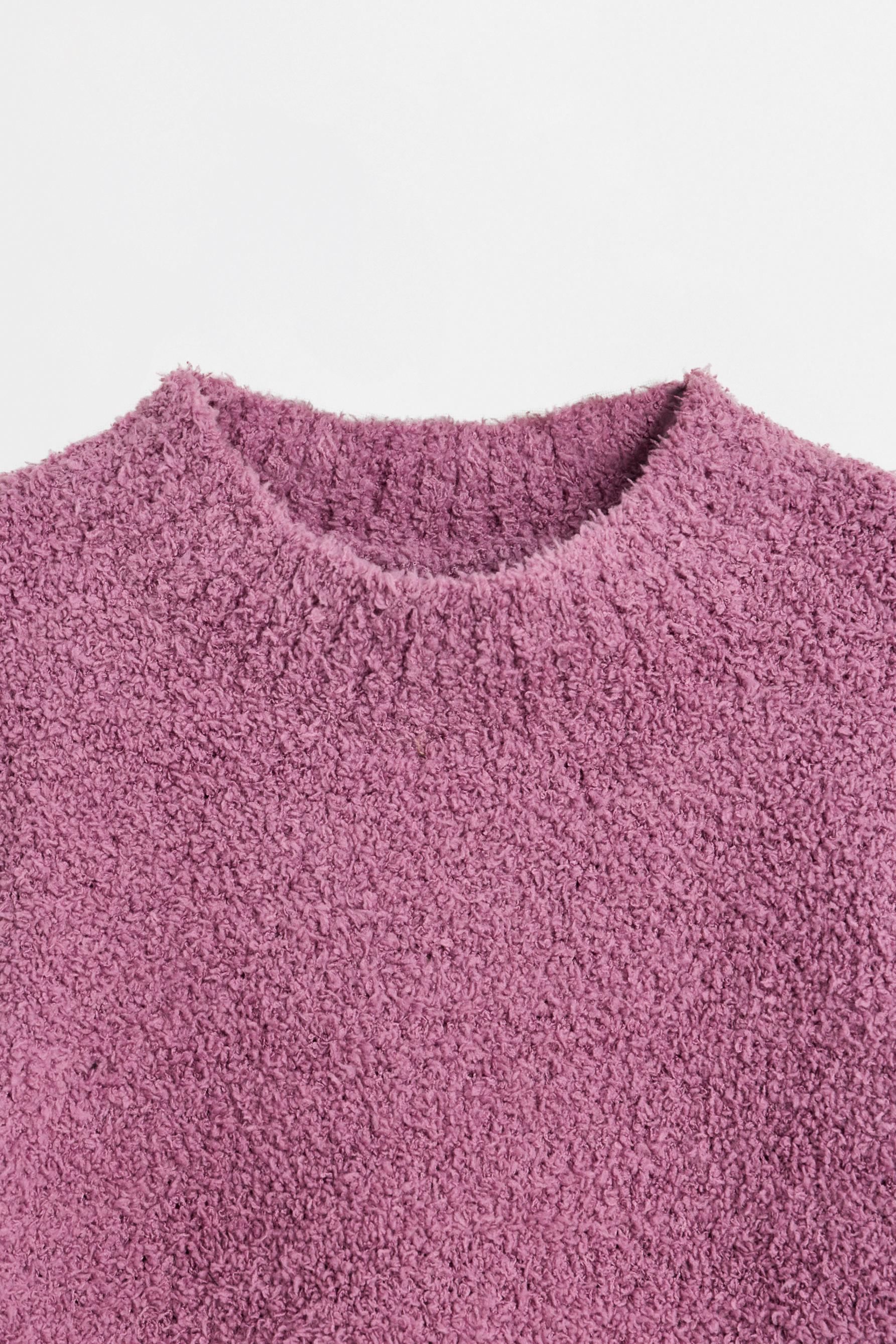 Bouclé knit sweater and trousers set — DARK PINK