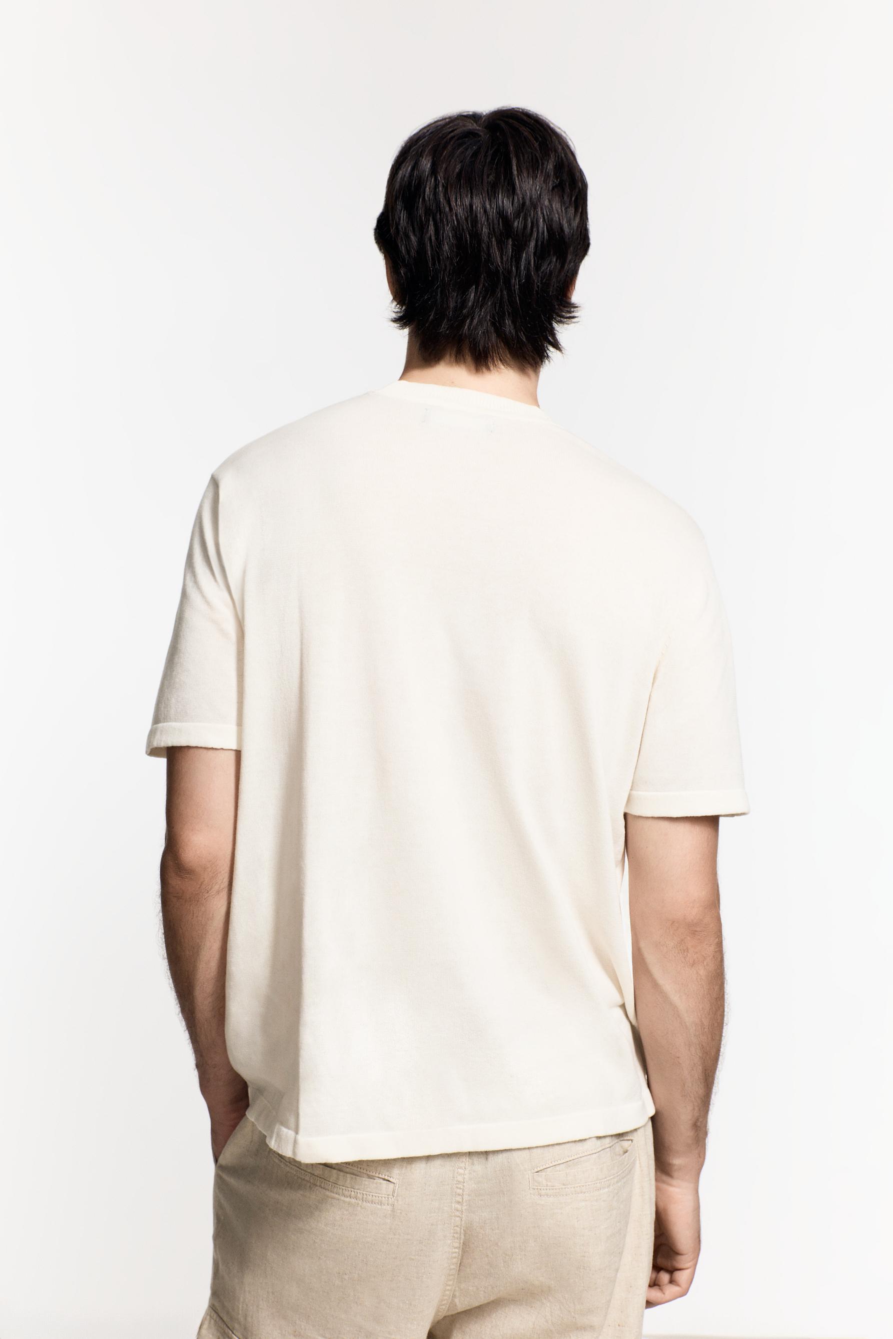 Basic knit T-shirt — OFF WHITE
