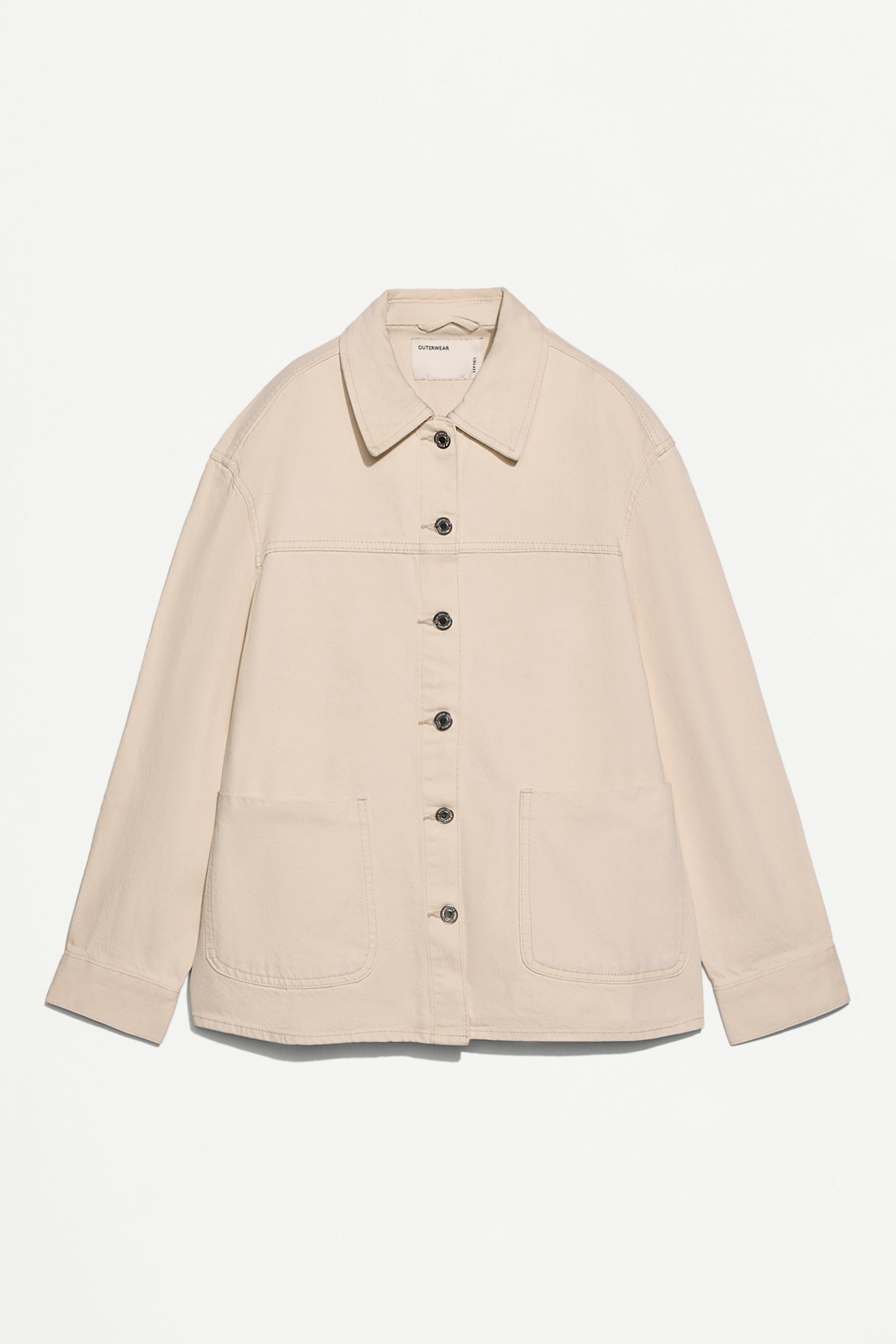 Denim overshirt with pockets — STRAW BROWN