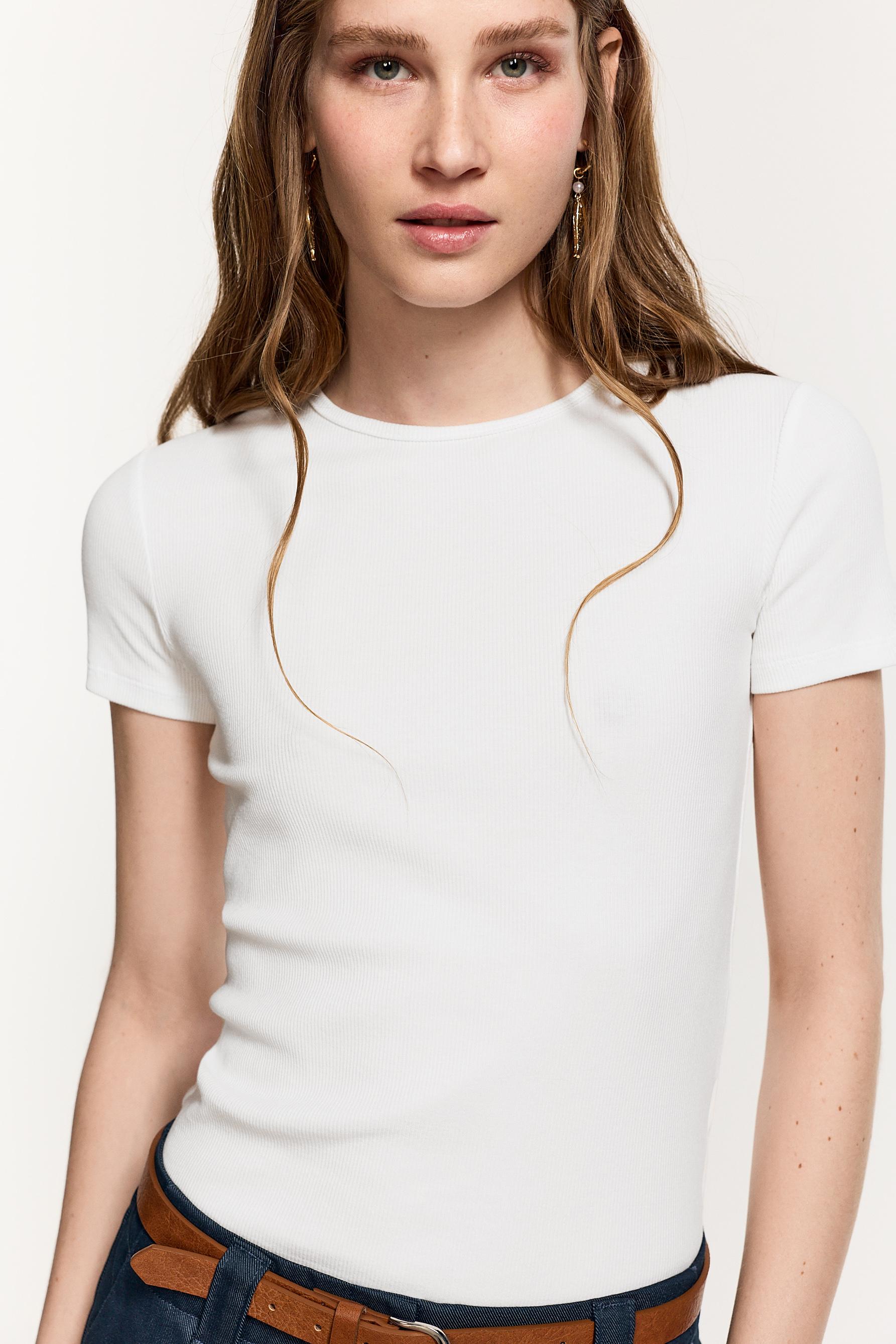 Ribbed T-shirt — WHITE