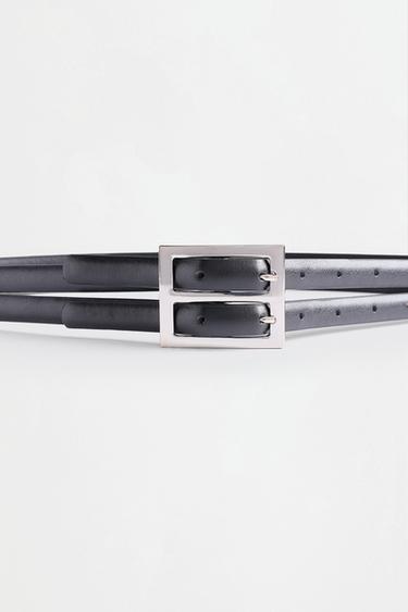 Double strap leather effect belt — BLACK 3