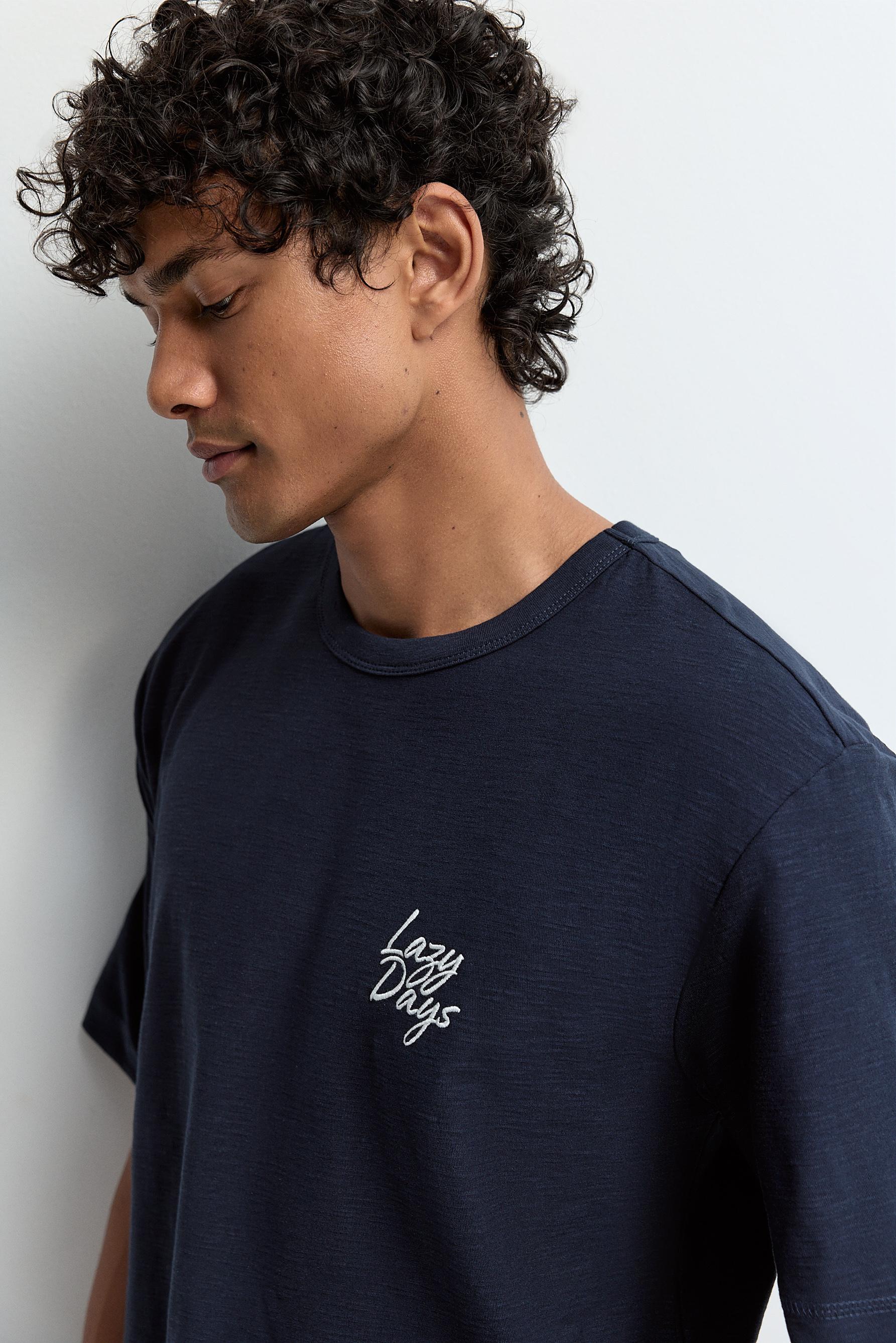 Embroidered short pyjamas — NAVY