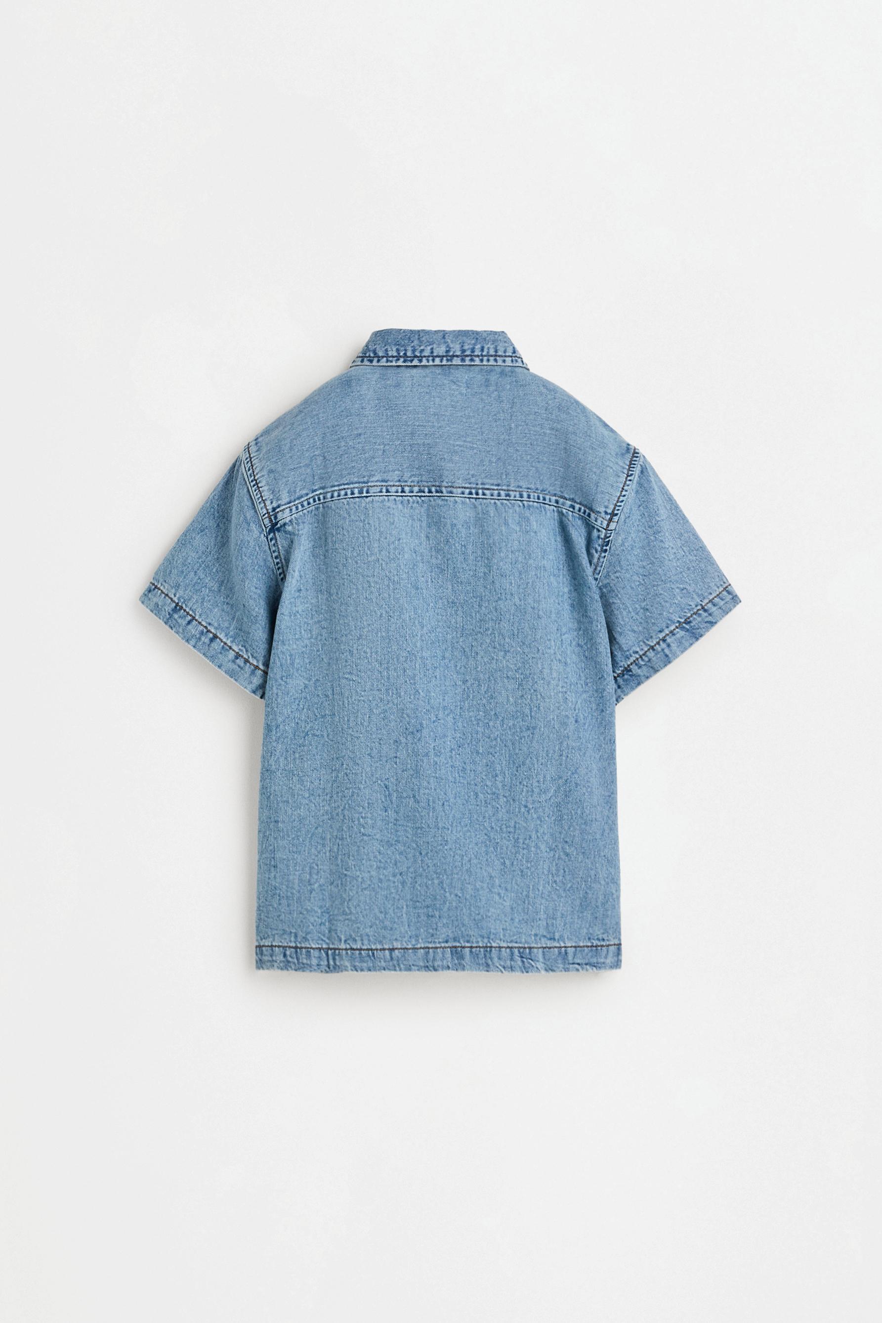 Short sleeve denim shirt — BLUE