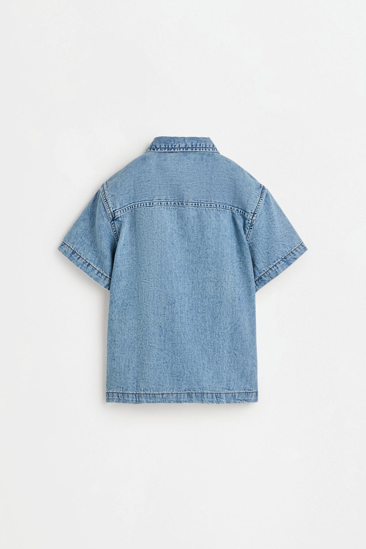 Short sleeve denim shirt — BLUE