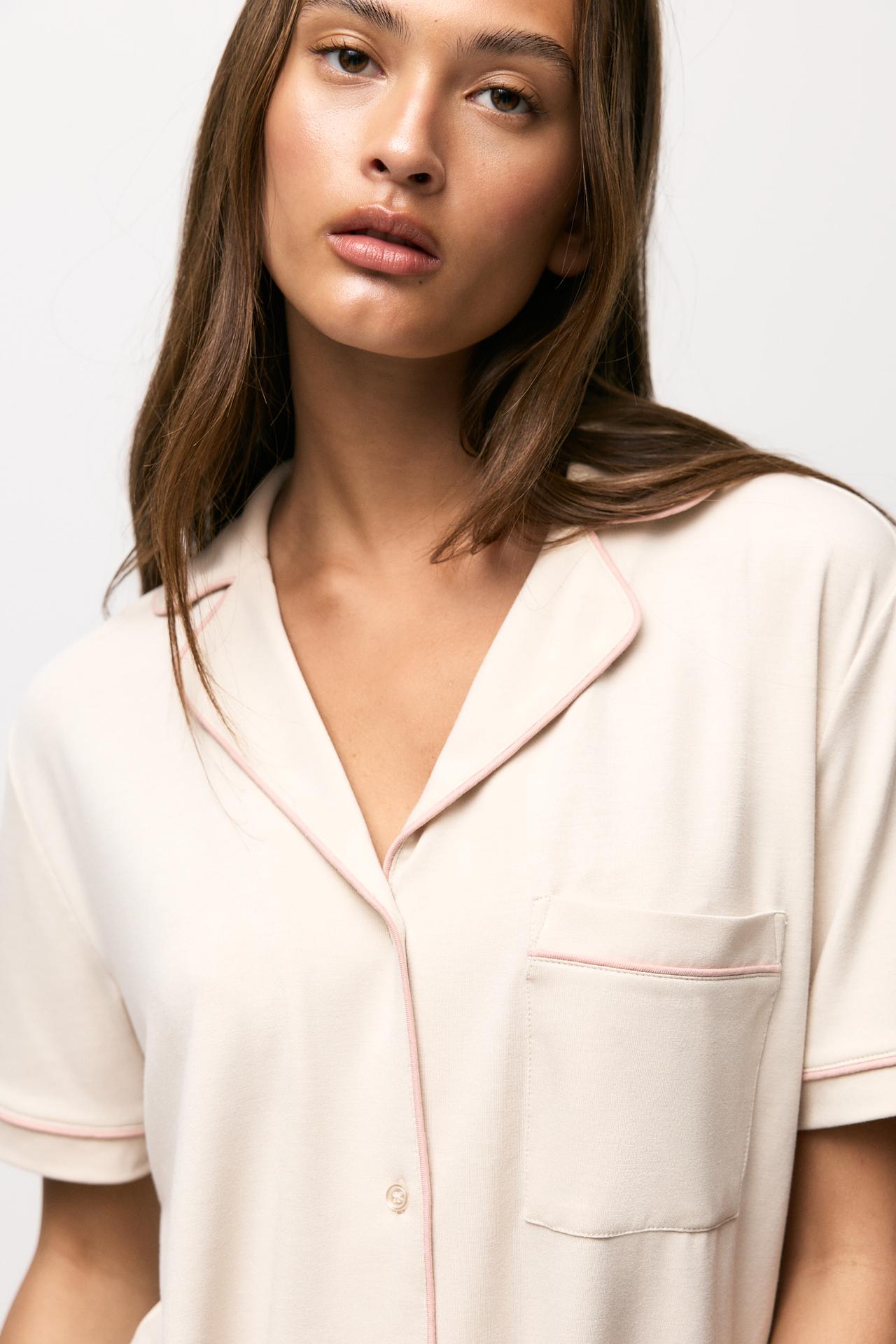 Short shirt-style pyjamas — BEIGE MARL