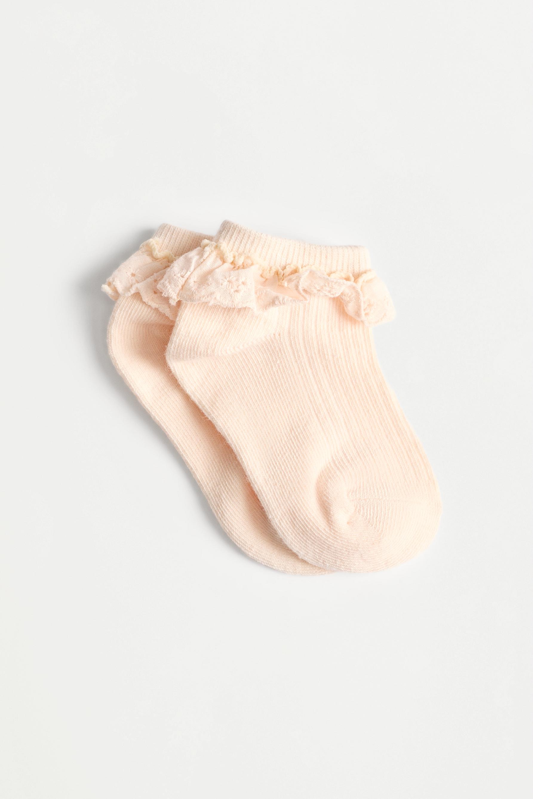 Lace Trim Ankle Socks (5-Pack) — PINK/WHITE