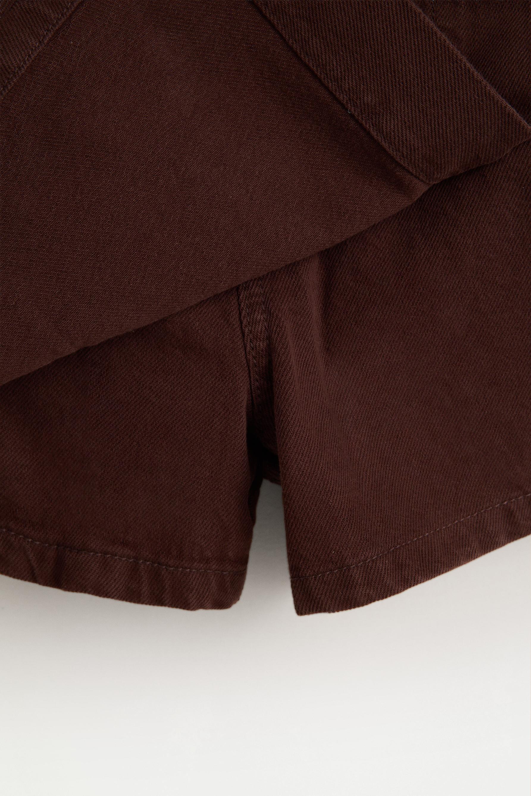 Denim button-front skort — BROWN MARL