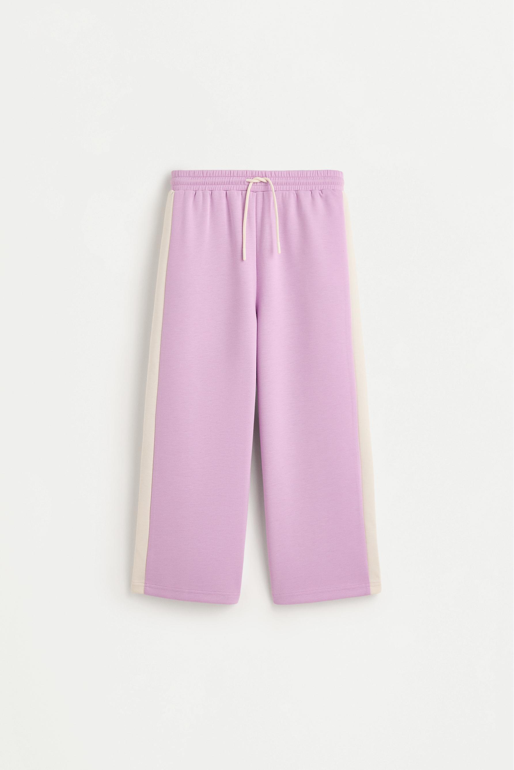 Wide-leg trousers with side stripes — MAUVE