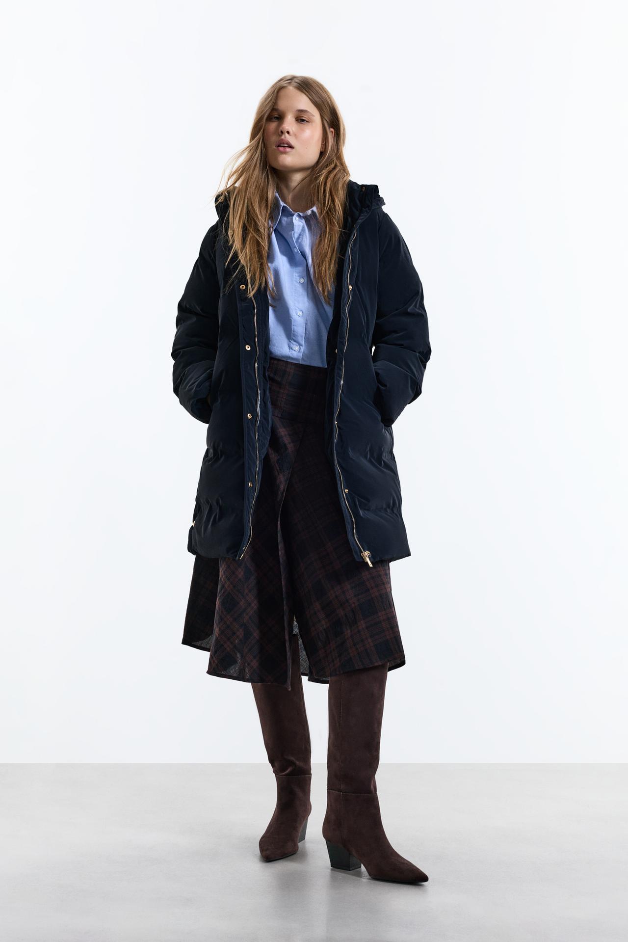 Long quilted coat — DARK BLUE