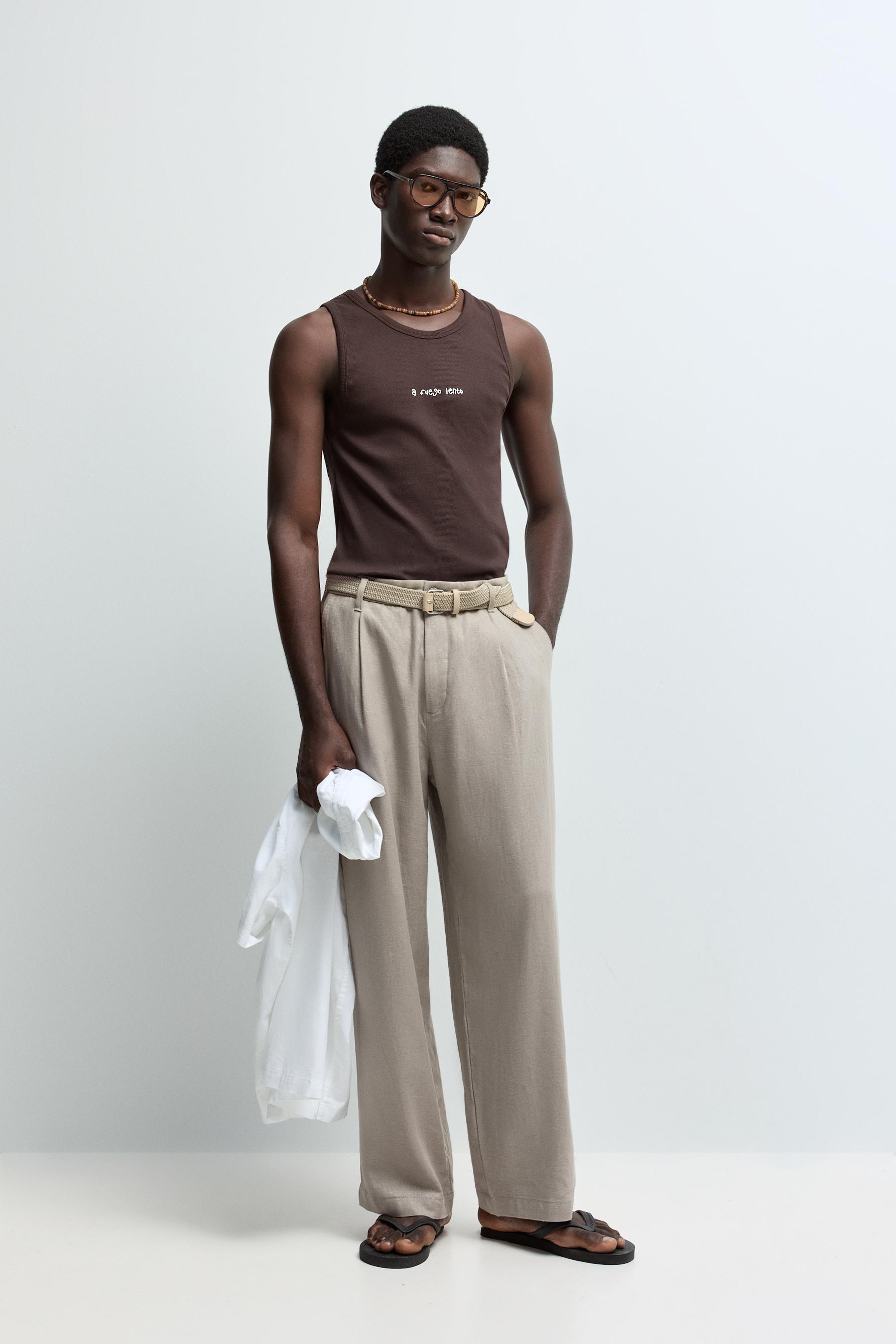 Printed strappy T-shirt — BROWN