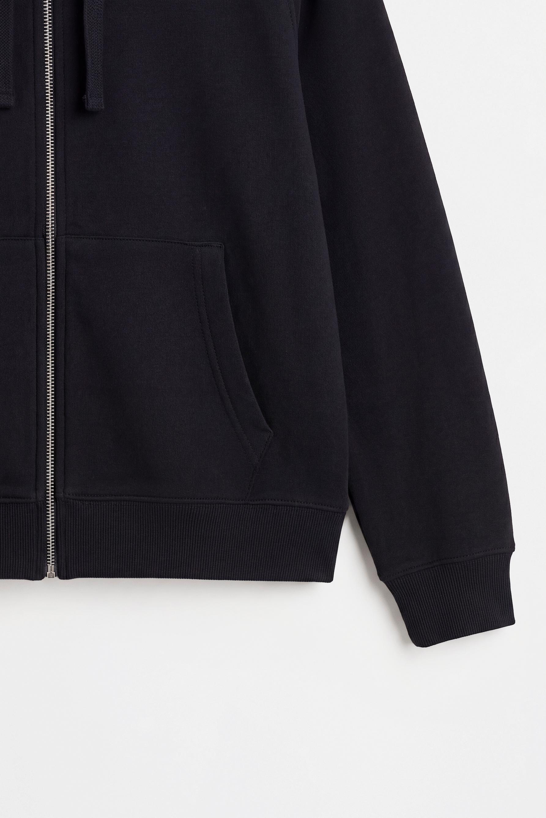 Basic zip-up hoodie — BLACK