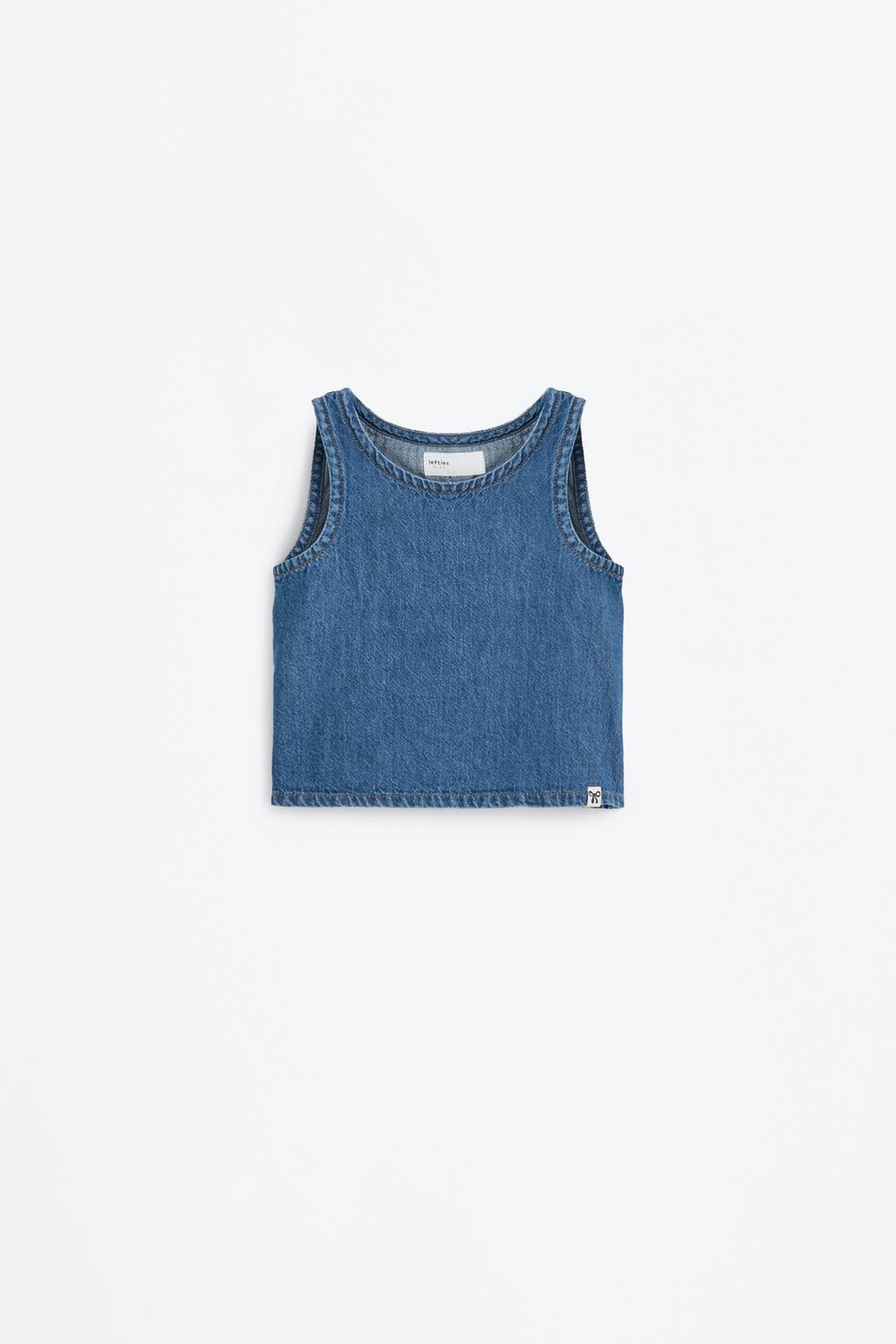 Top denim cruzado