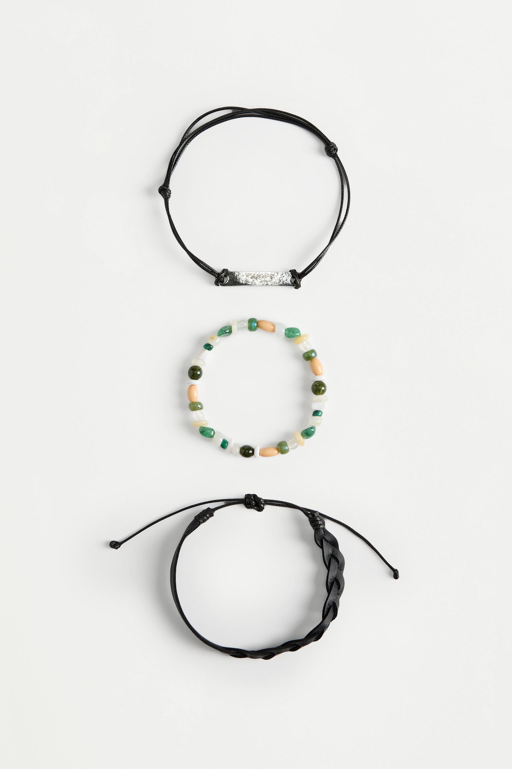 Assorted bracelets (3-pack) — BLACK/GREEN