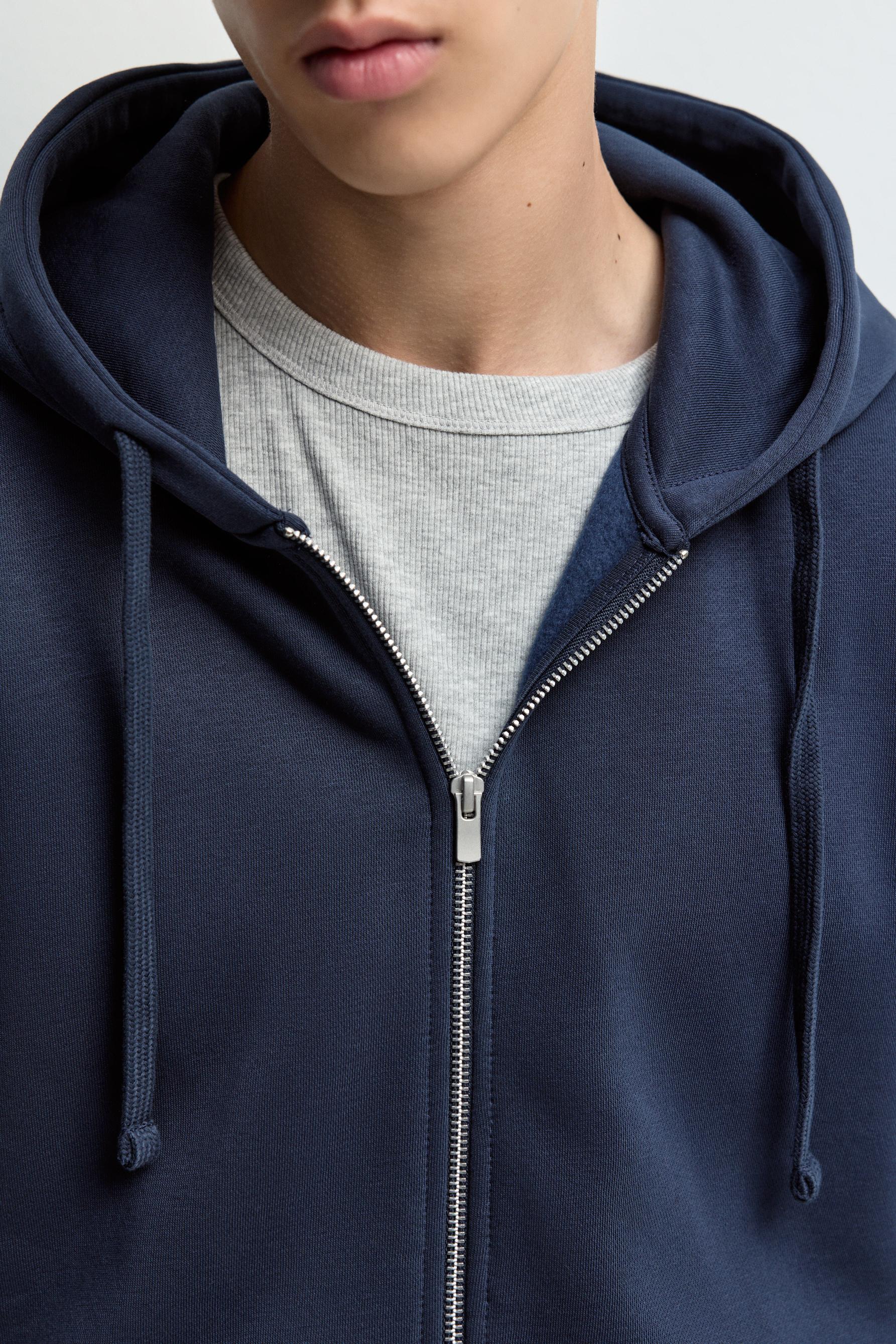 Basic zip-up hoodie — NAVY