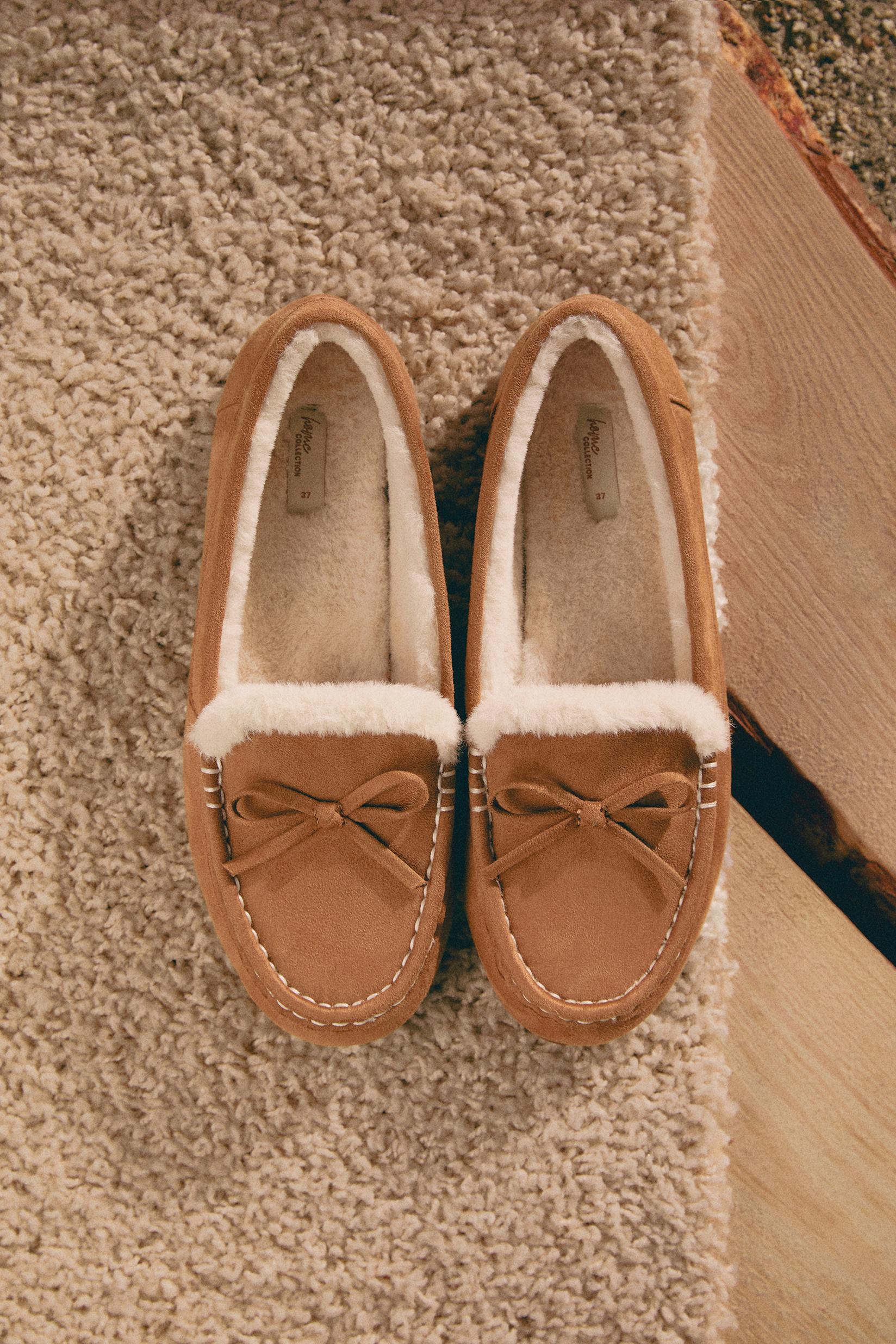 Lefties Deri Lefties Suni Süet görünümlü kürklü mokasen