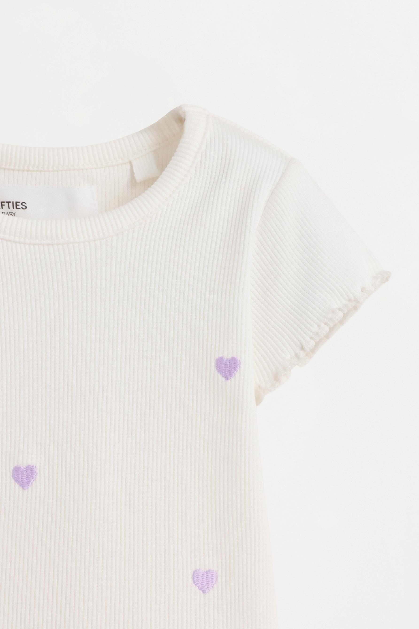Embroidered ribbed T-shirt — WHITE (alternate view)