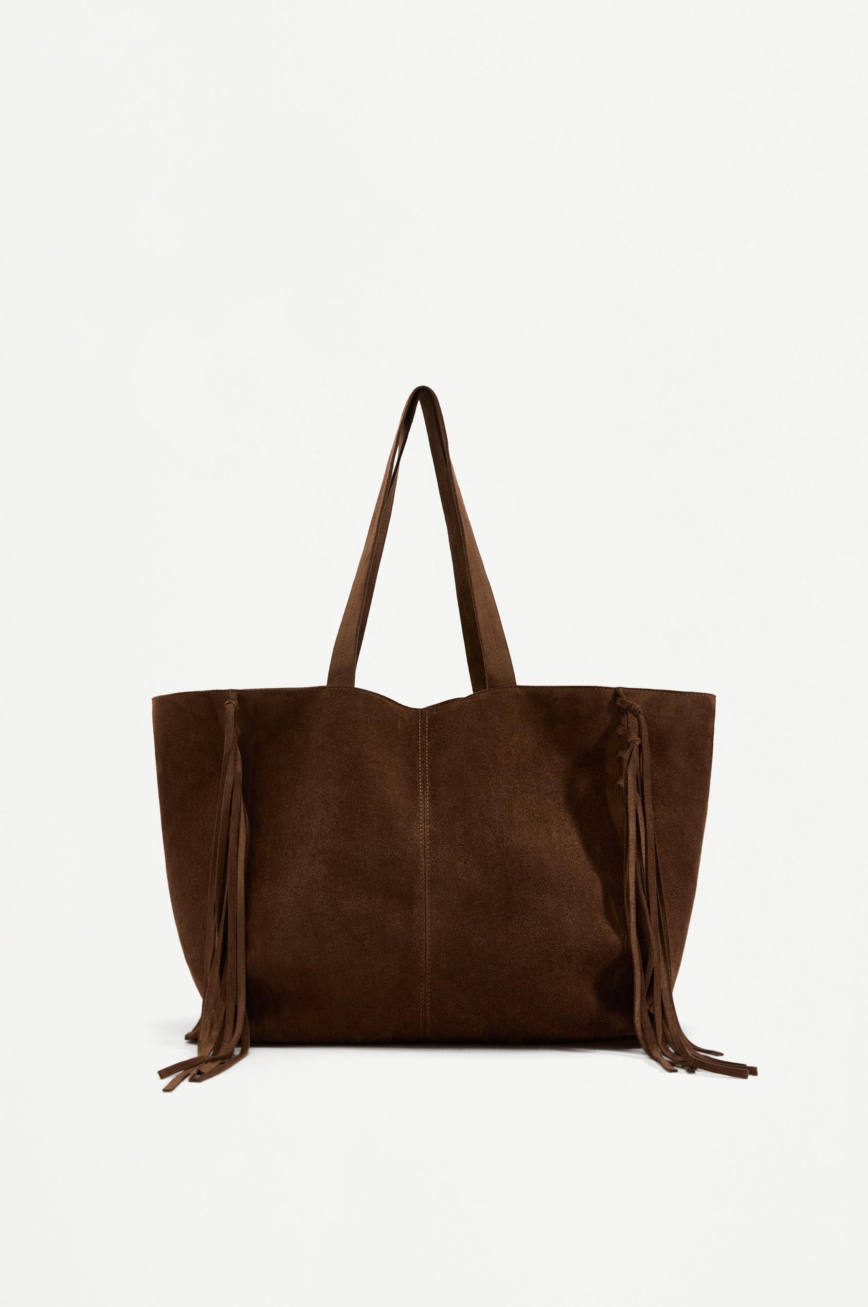 Faux suede tote bag — BROWN