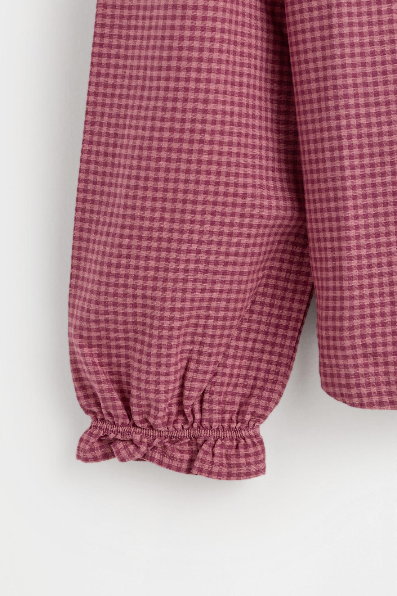 Plaid Peter Pan collar shirt — DARK PINK