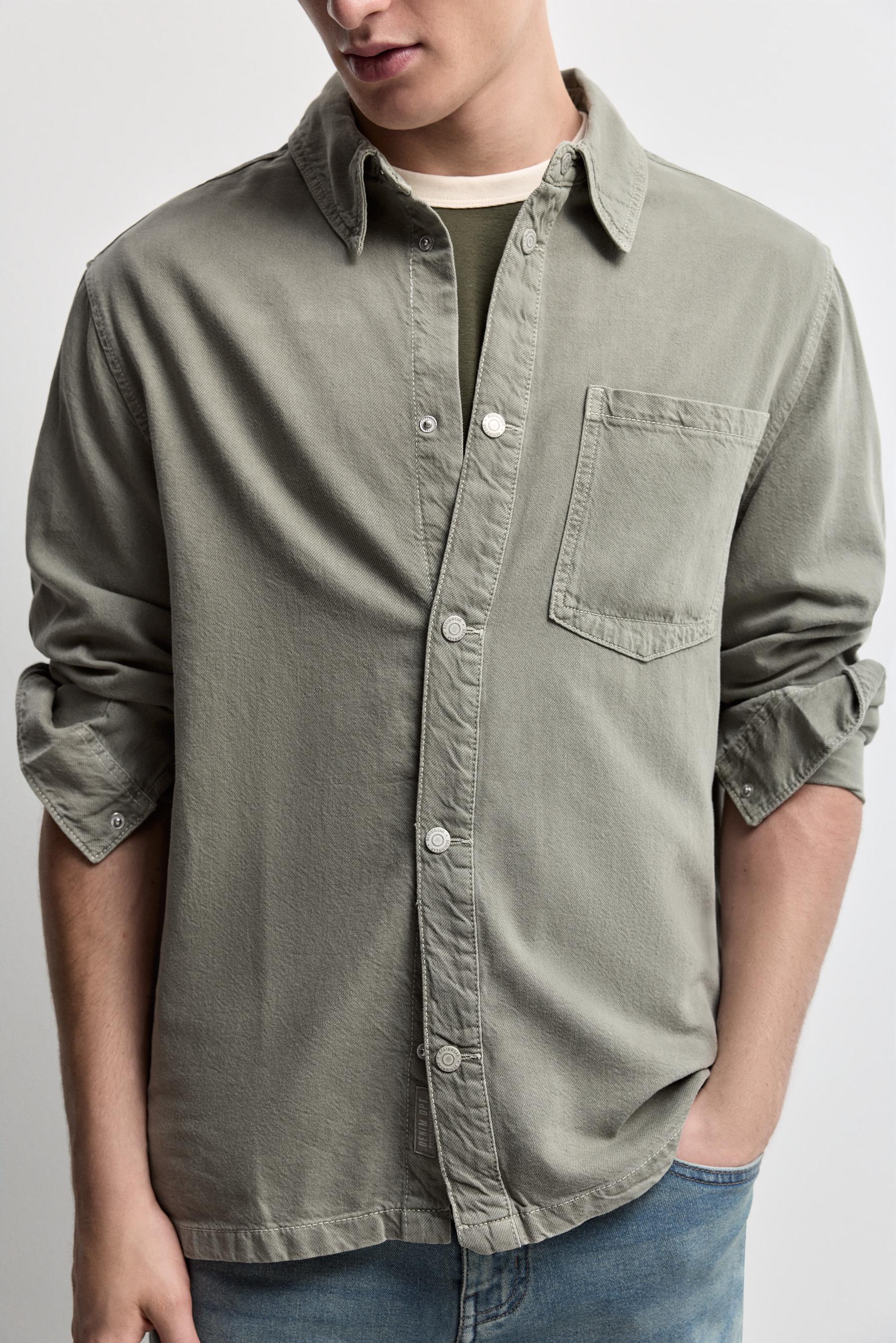 Lightweight denim overshirt — GREEN