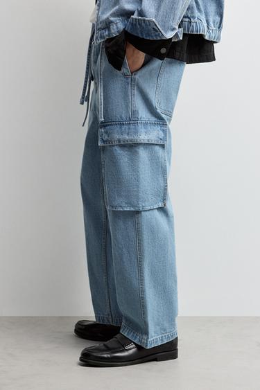 Loose-Fit Cargo Jogger Jeans — INDIGO 3