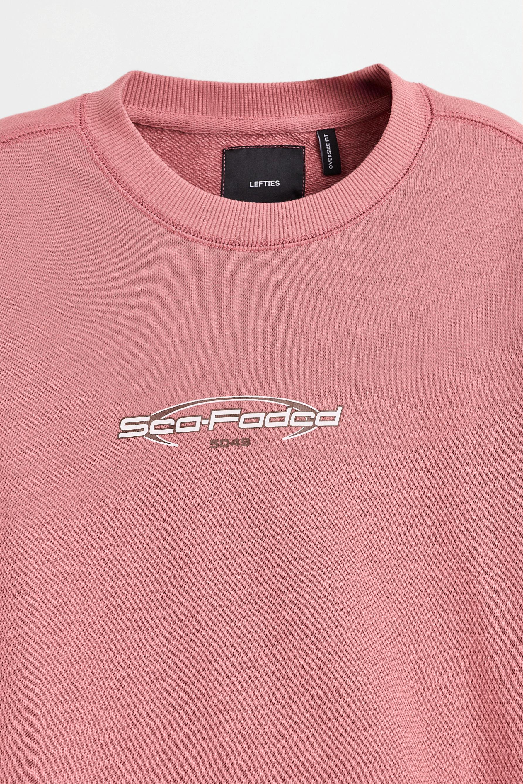 Short sleeve printed sweatshirt — BRIGHT CORAL