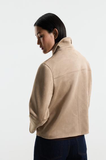 Faux suede jacket — STONE 4