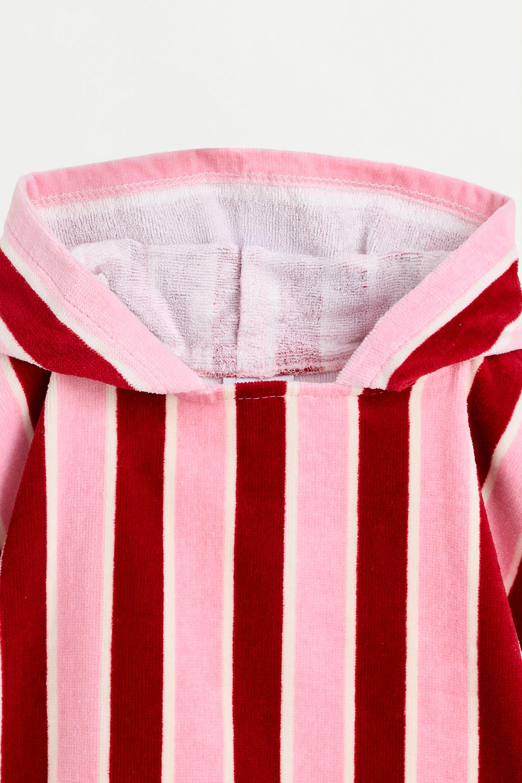 Kids' Blue Stripe Poncho Towel — RED
