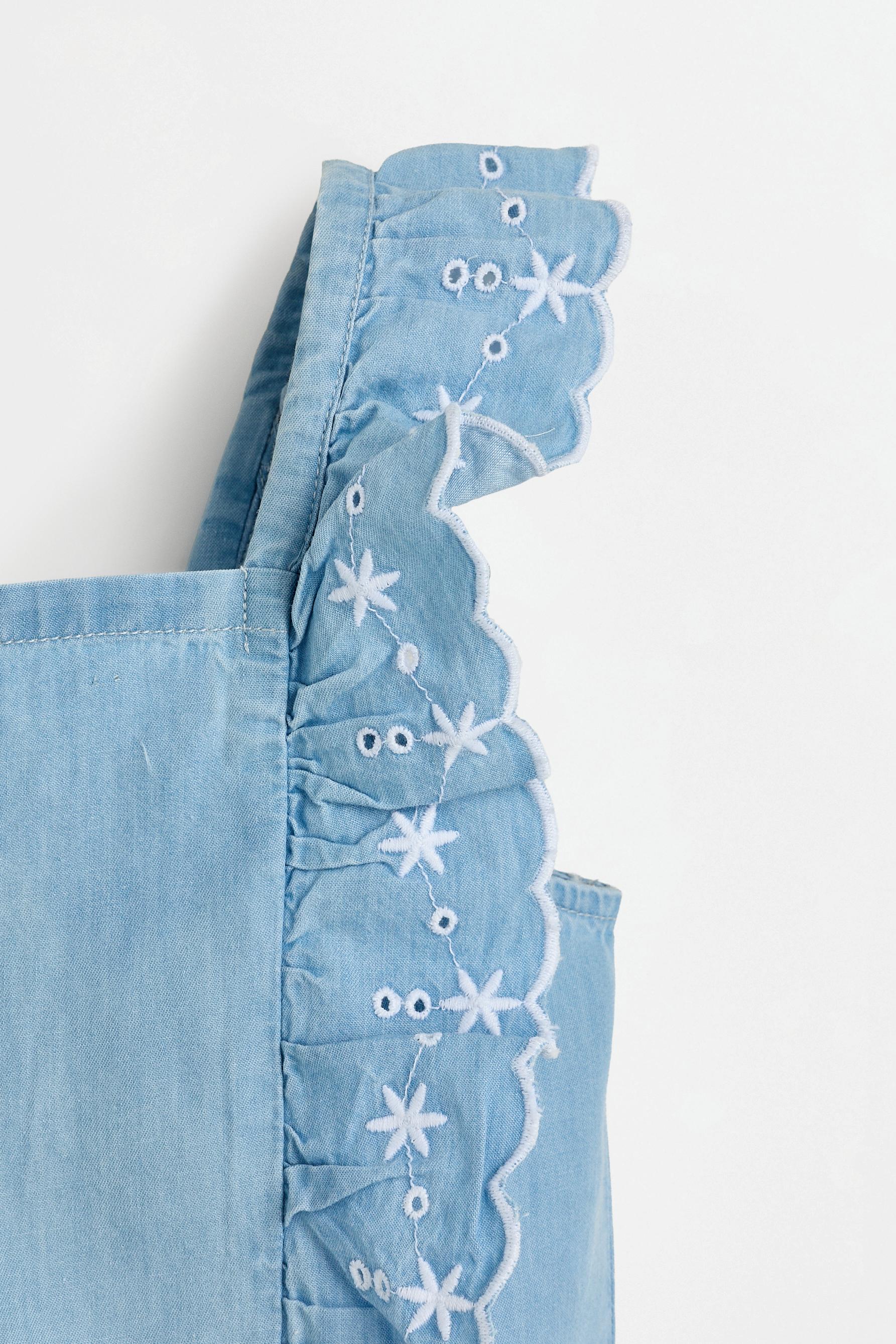 Ruffled denim top — PALE BLUE