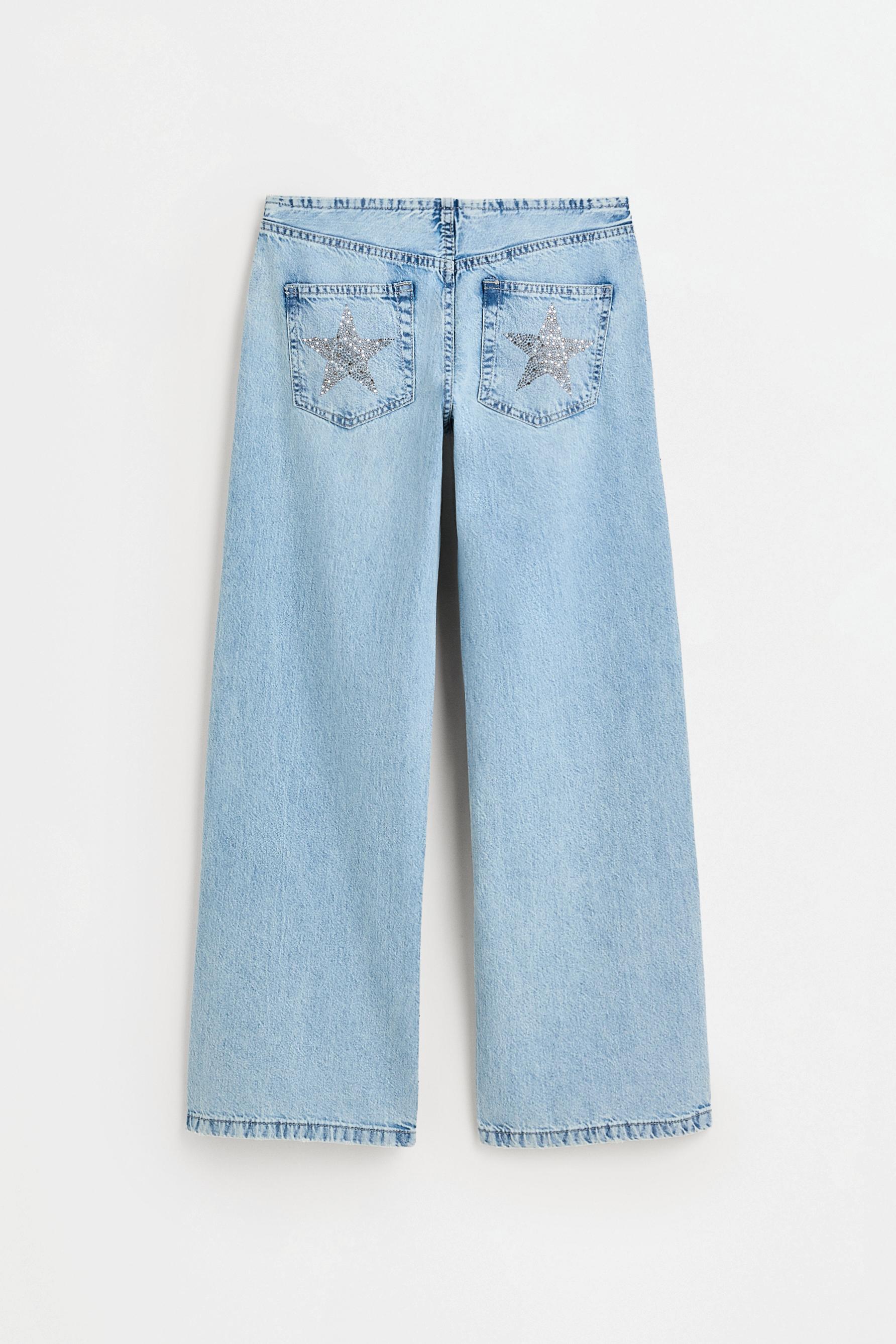 Rhinestone wide-leg jeans — INDIGO
