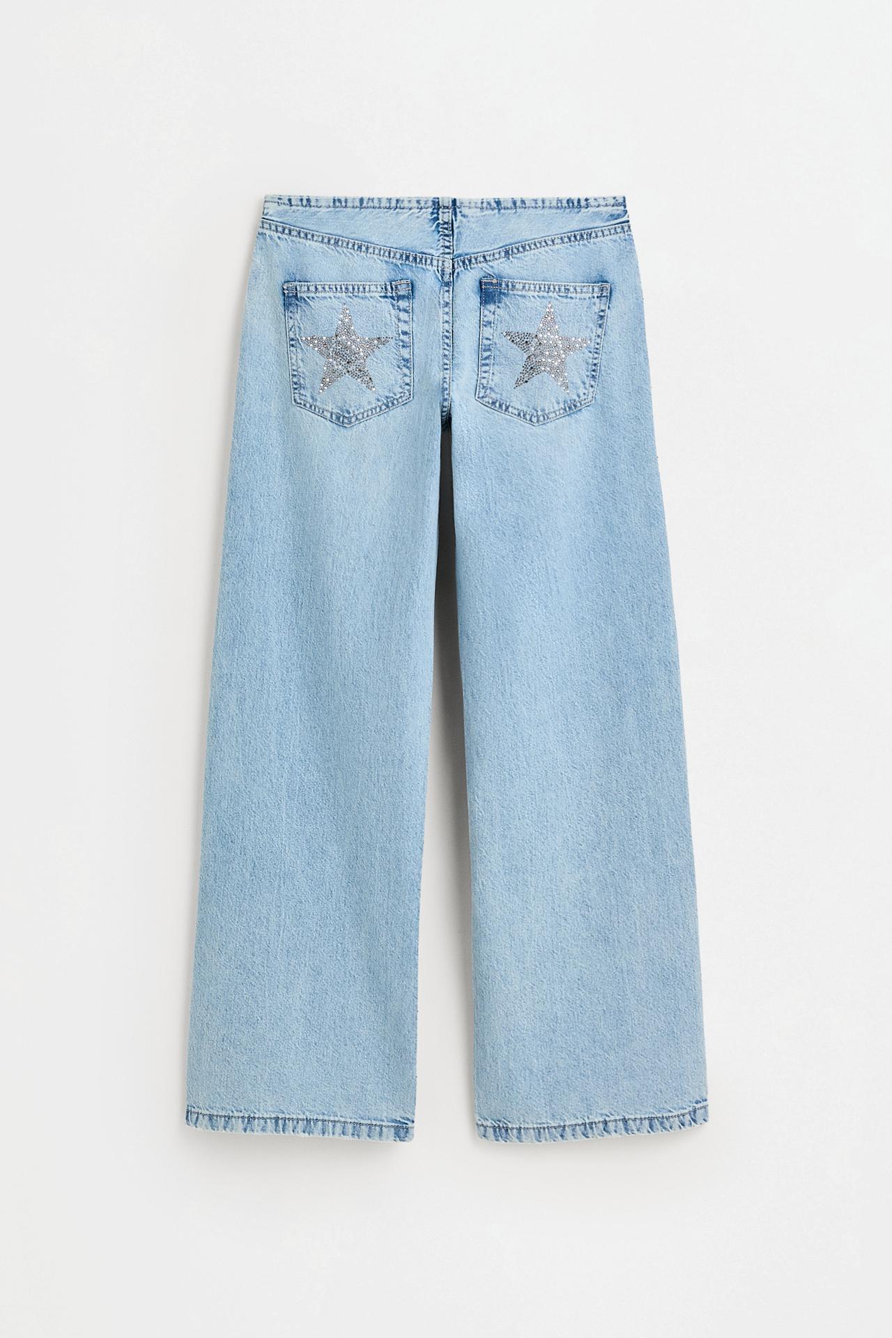 Rhinestone wide-leg jeans — INDIGO