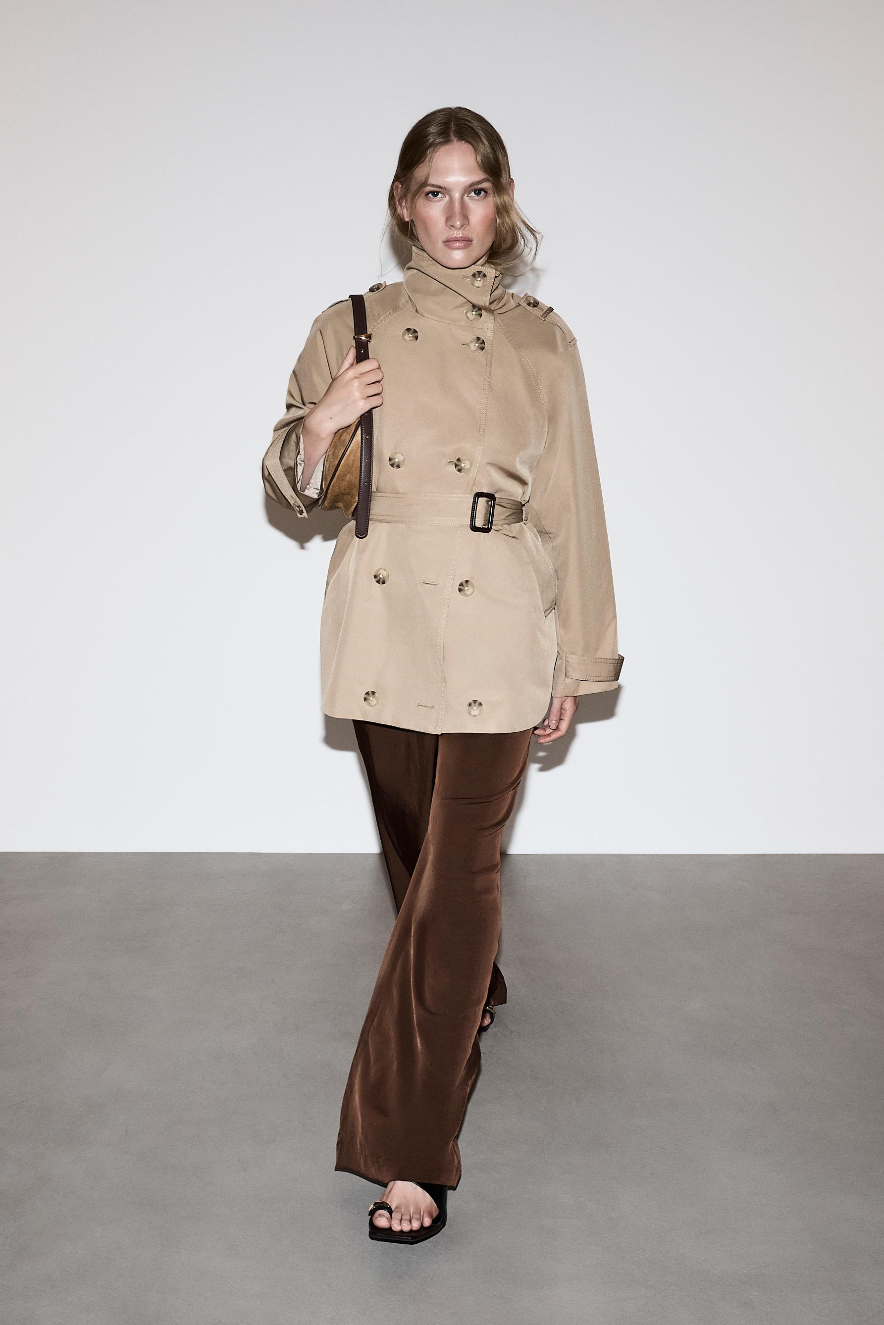 Satin wide-leg trousers — BROWN