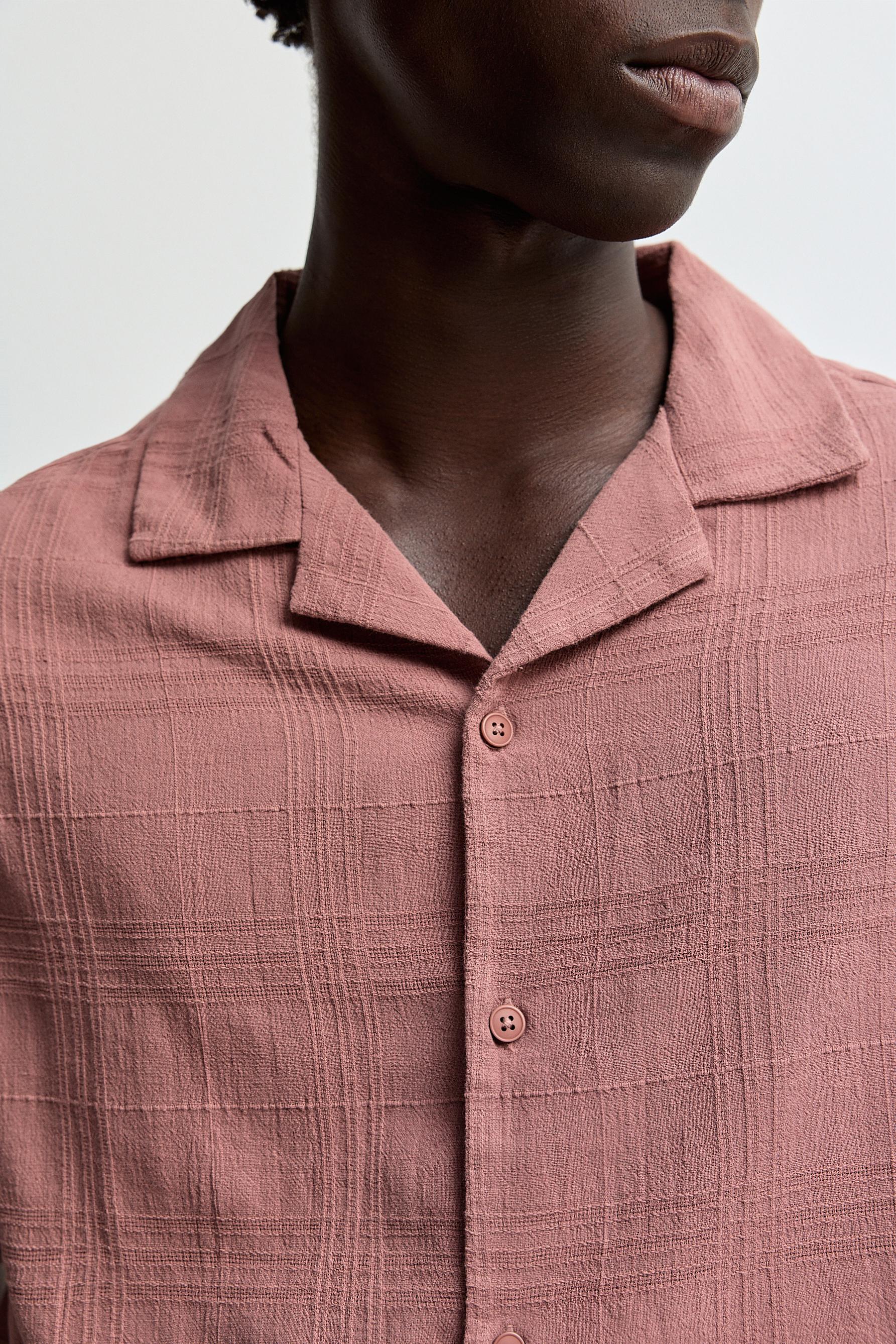 Checked short sleeve shirt — DUSTY PINK