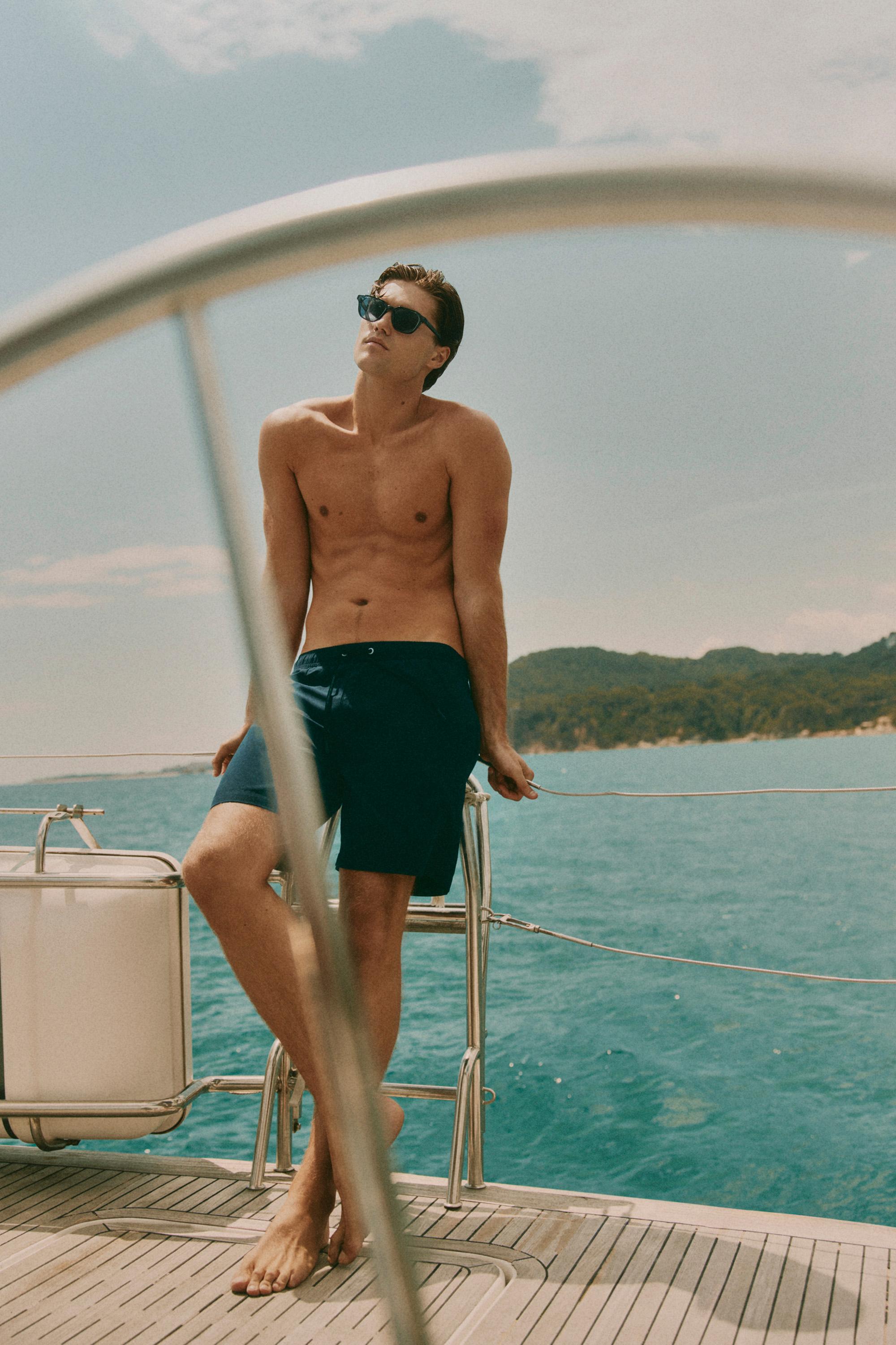 Basic long swim trunks — BLACK