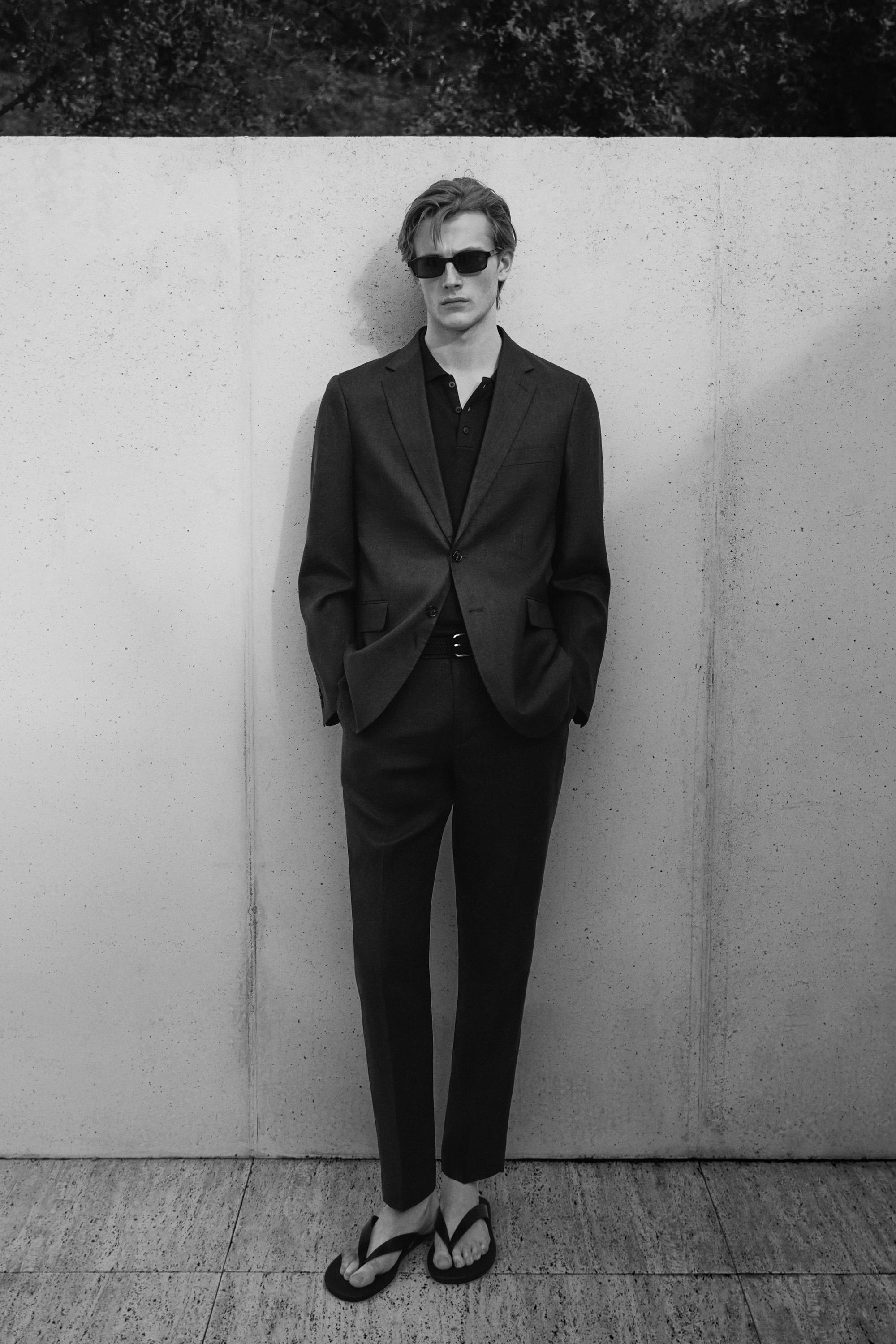 100% linen suit trousers — NAVY