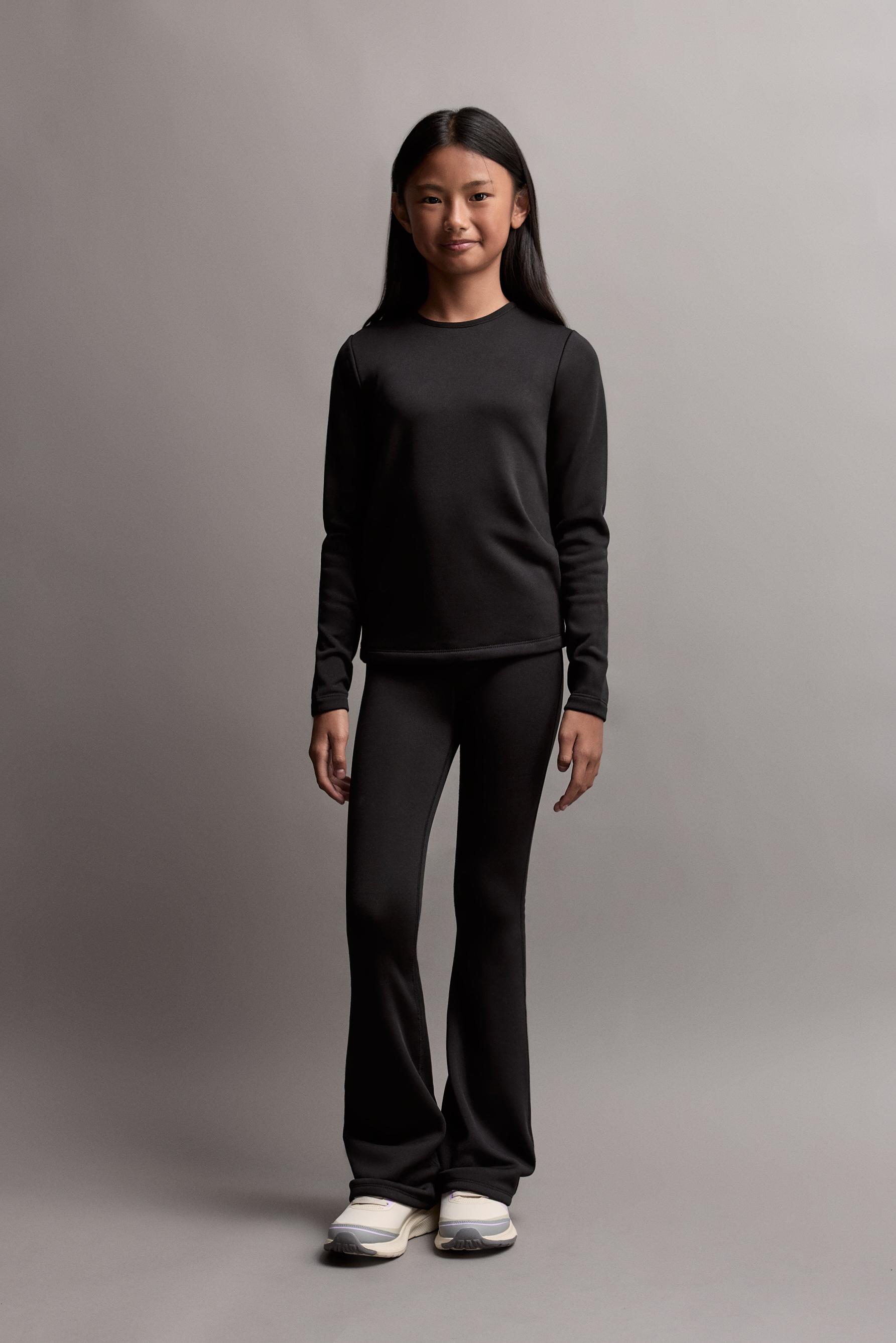 HEAVYWEIGHT Thermal Bell Bottom Leggings — BLACK