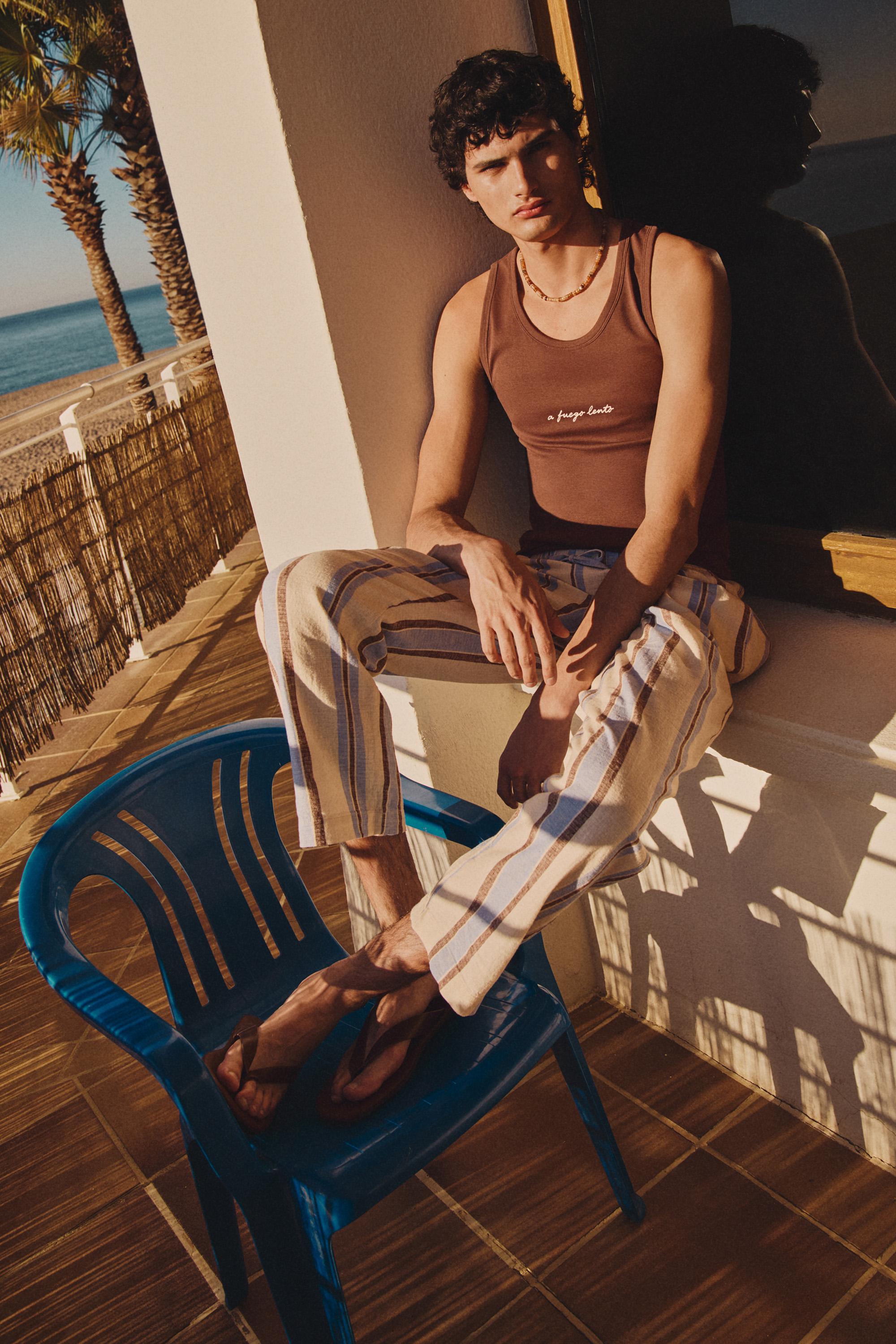 Printed strappy T-shirt — BROWN