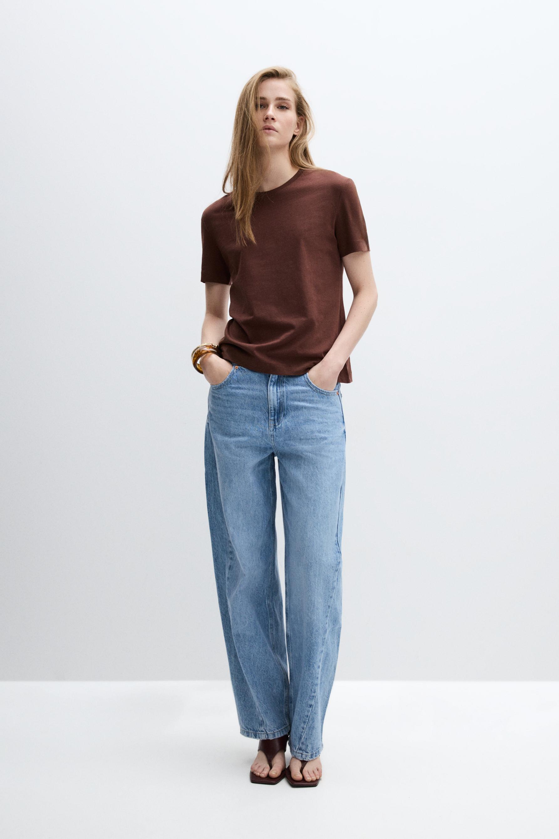 Basic round neck T-shirt — BROWN