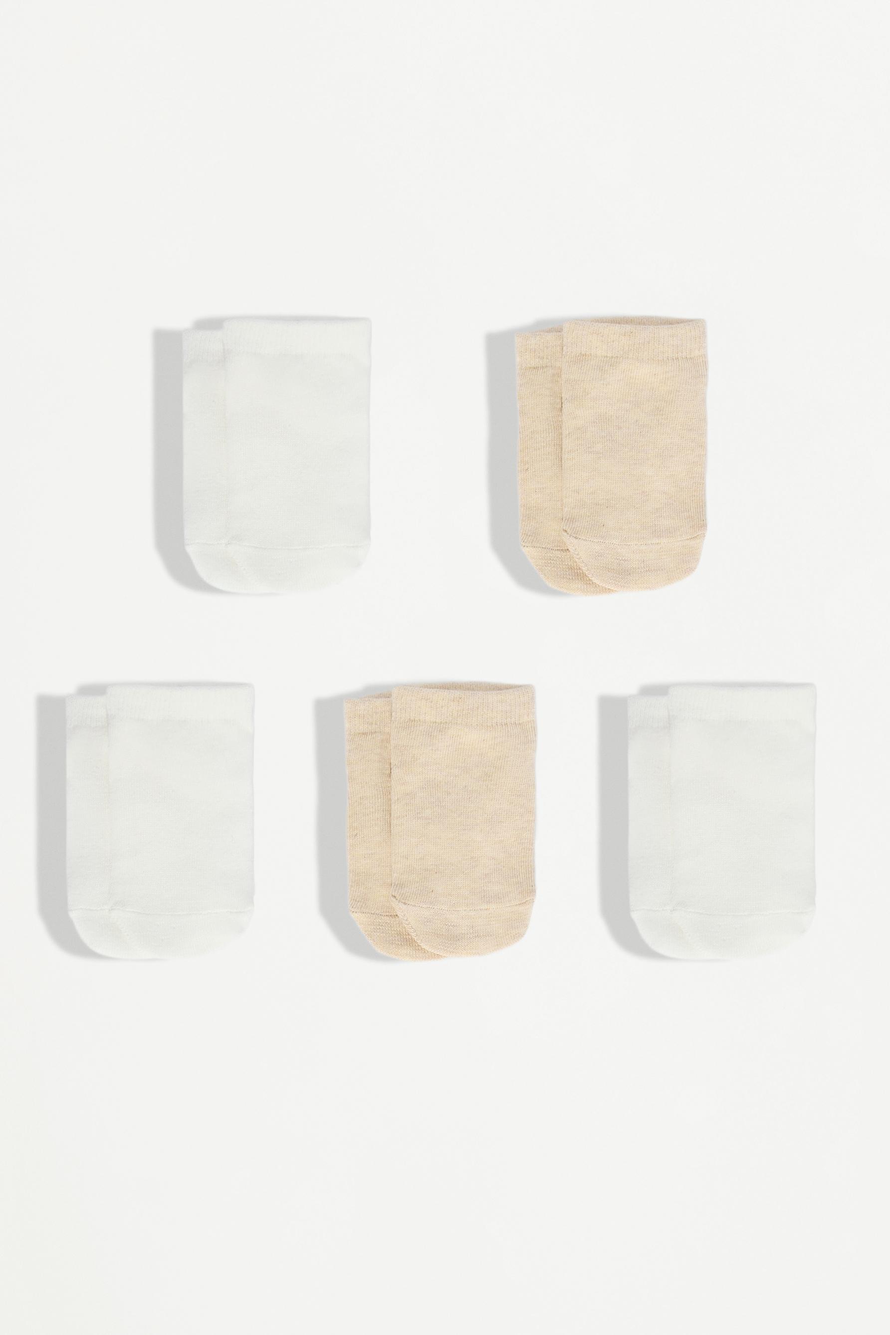5-pack of non-slip short socks — TAN