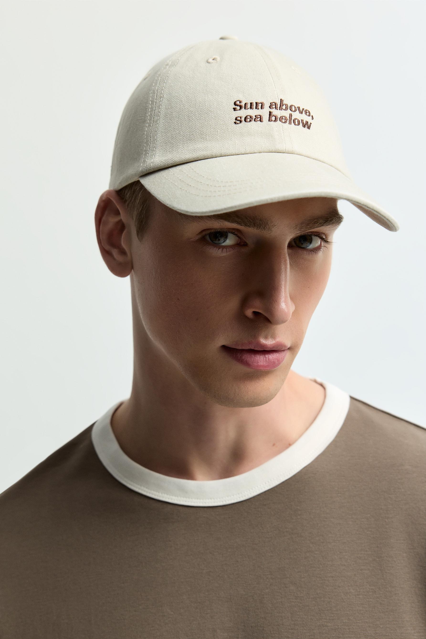 Faded-effect embroidered cap — SAND MARL