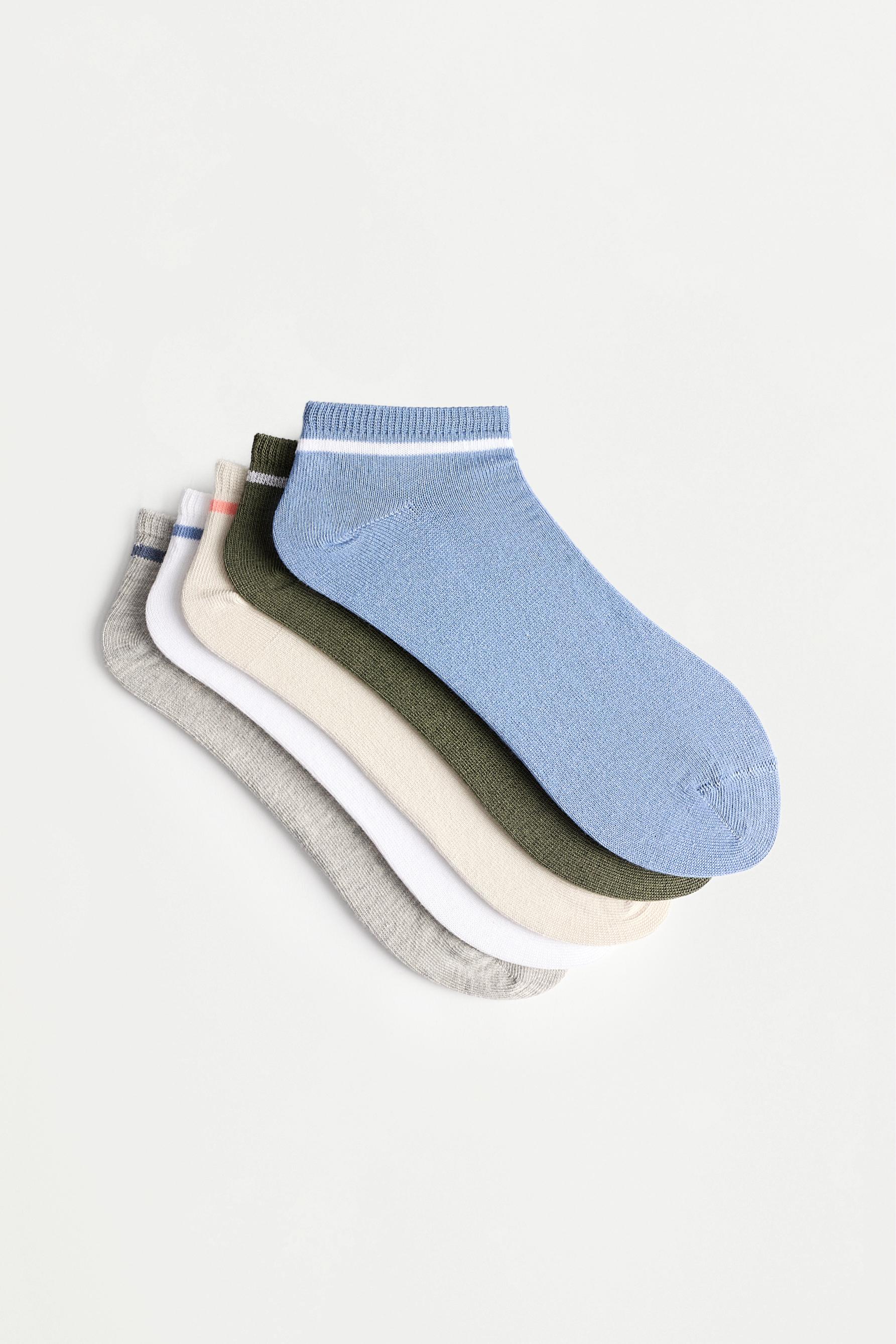 Striped ankle socks (5-pack) — GREY BLUE