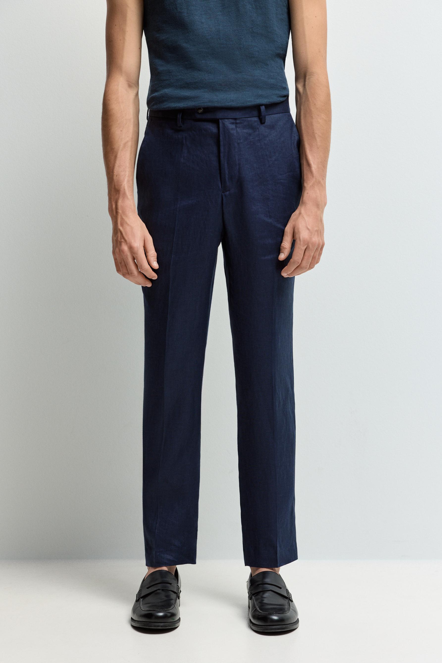100% linen suit trousers — NAVY