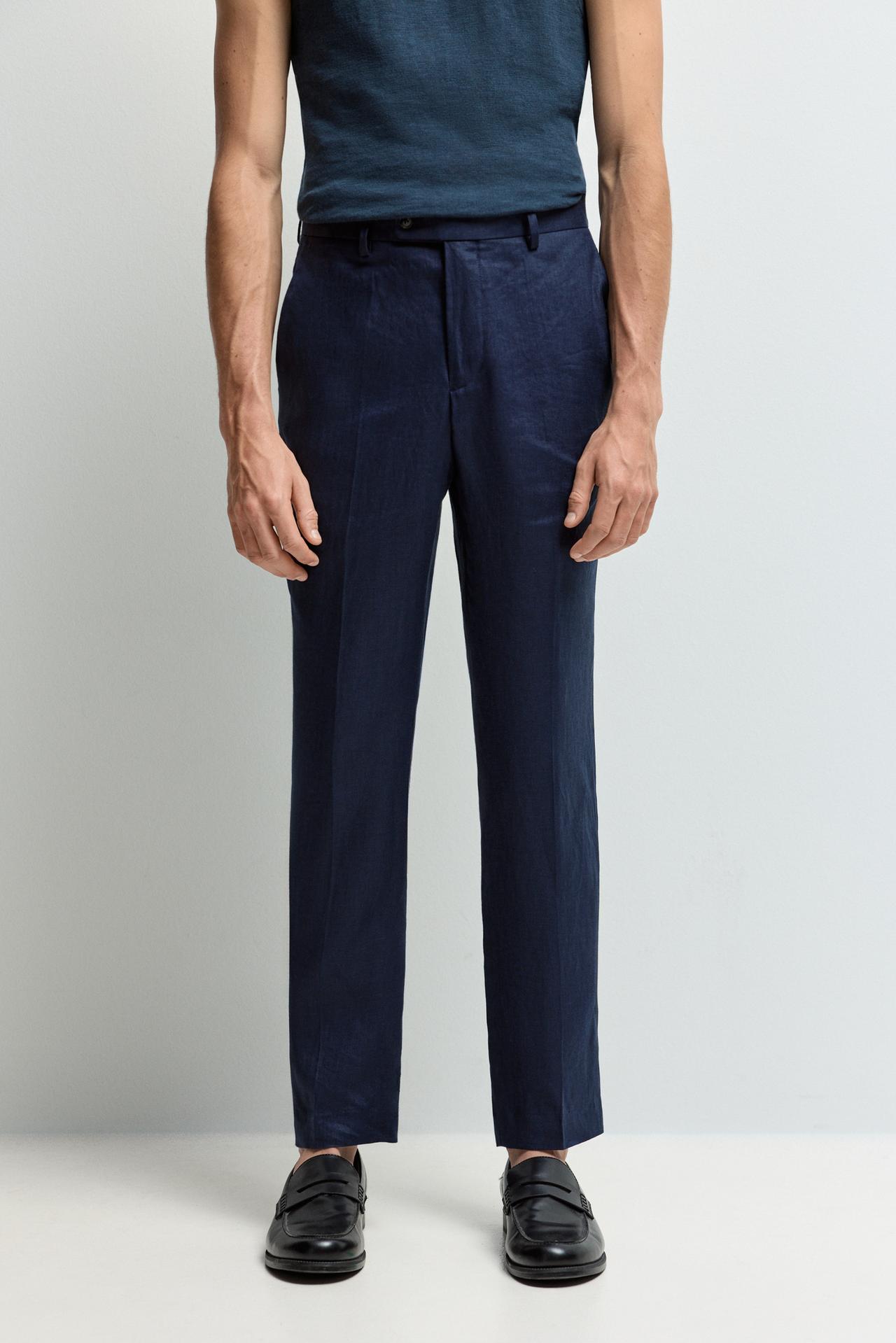 100% linen suit trousers — NAVY