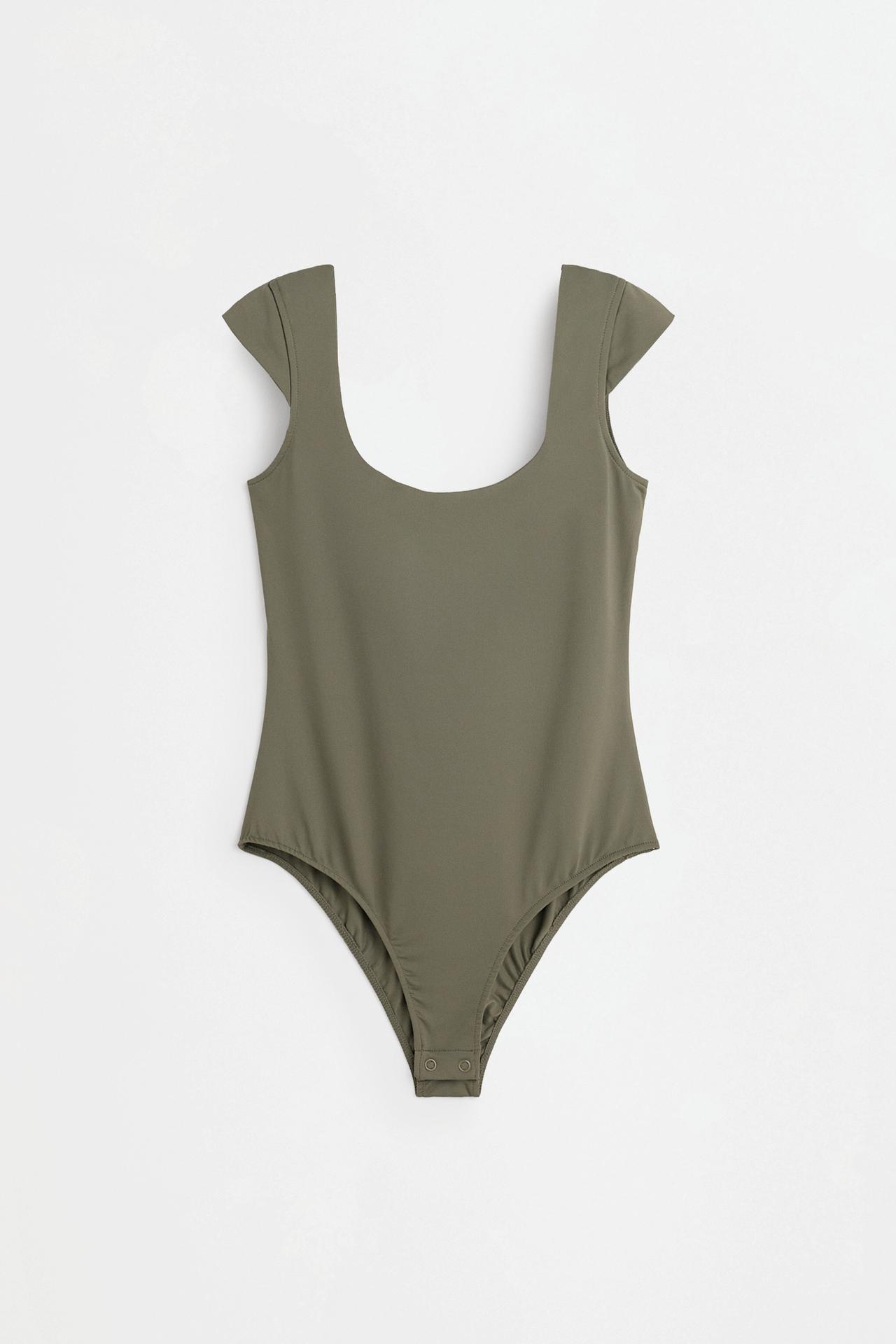 Short sleeve polyamide bodysuit — KHAKI