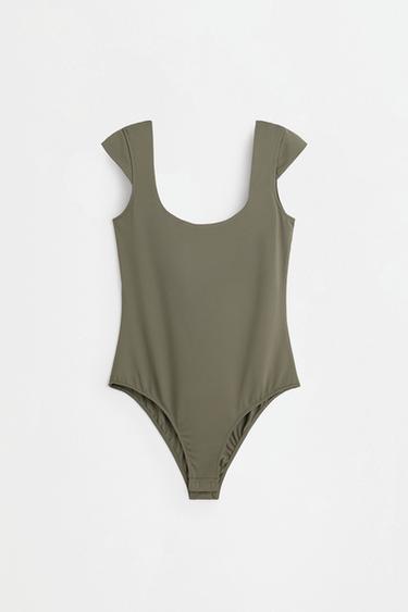Short sleeve polyamide bodysuit — KHAKI 6